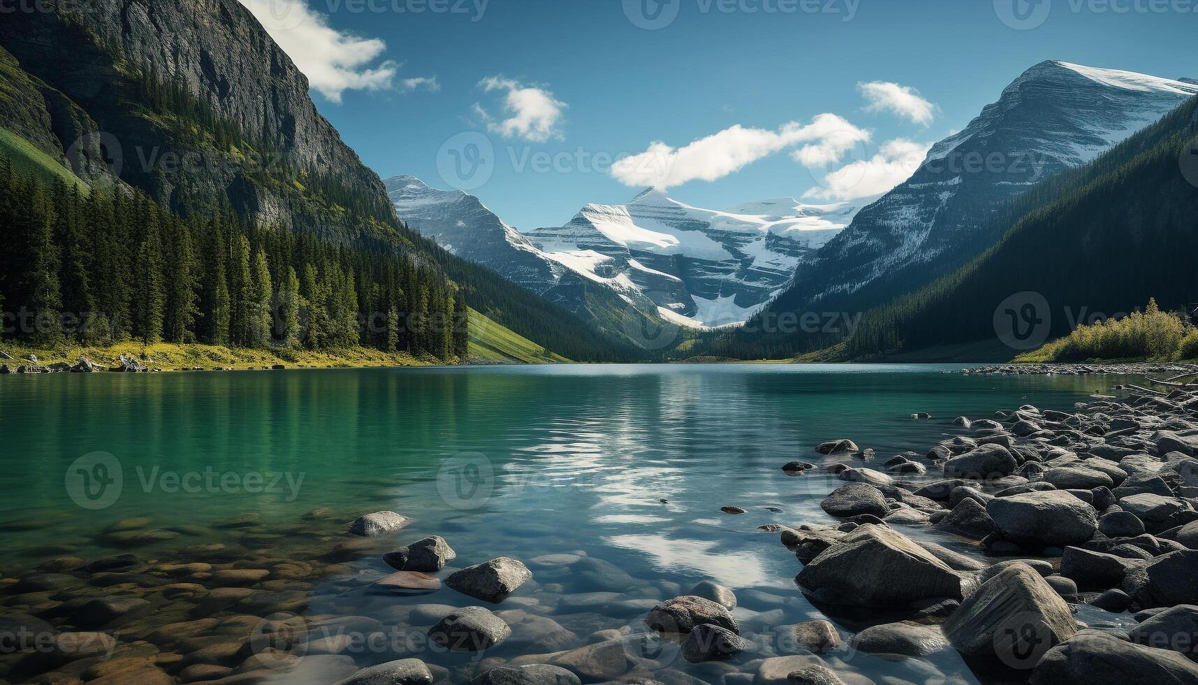 AI generated Majestic mountain peak reflects in tranquil water, nature beauty generated by AI photo