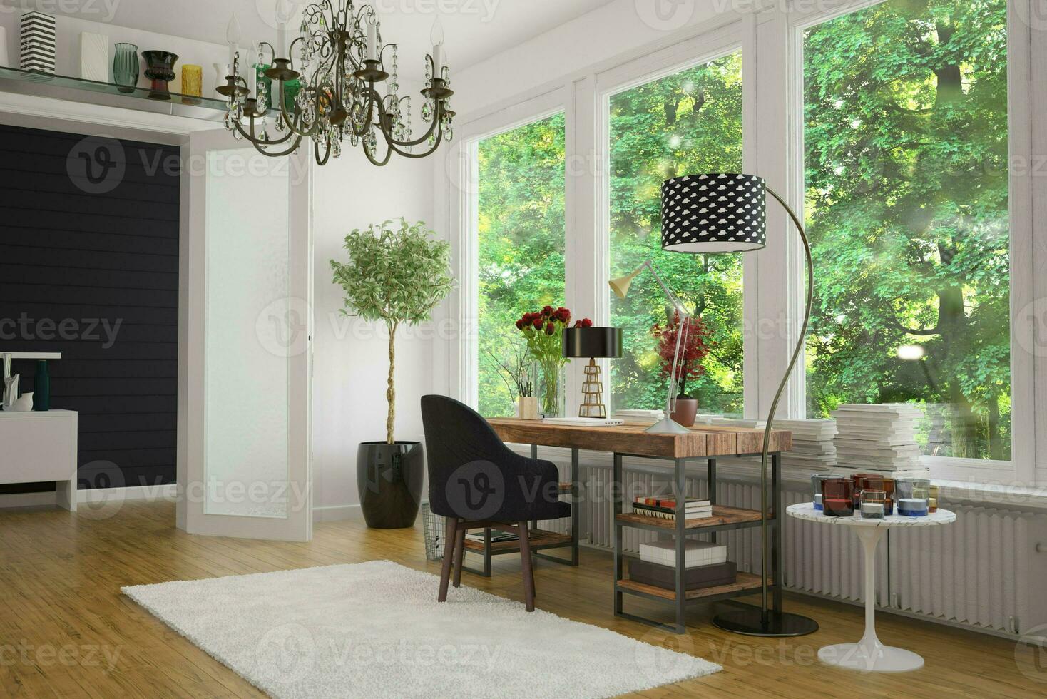 3d rendering of home office photo