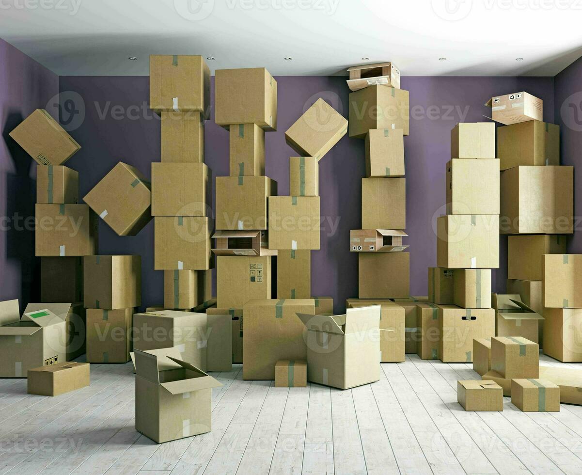 un habitación con un enorme número de cajas foto