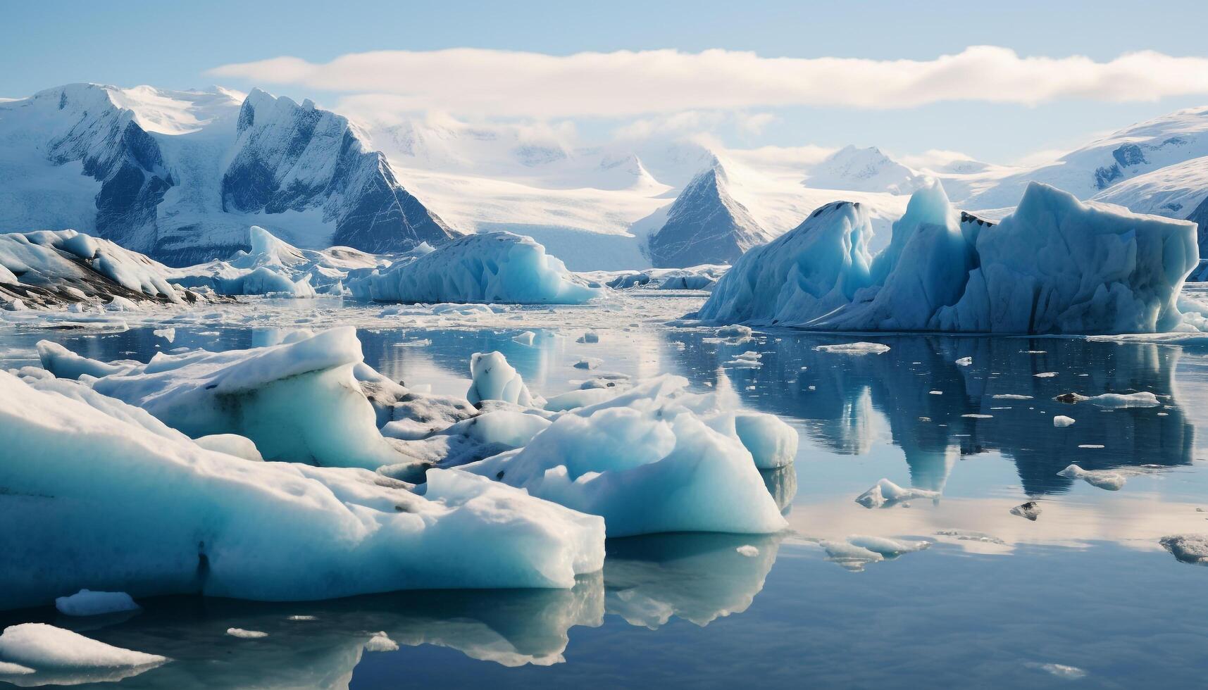 AI generated Abstract blue ice crystal reflects nature frozen freshness generated by AI photo