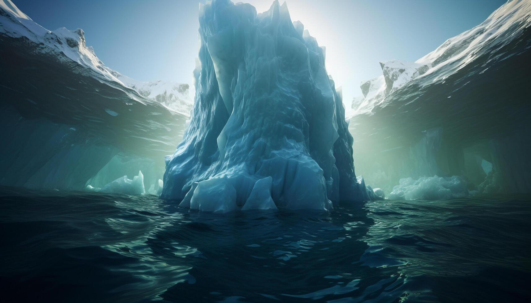 AI generated Abstract blue ice crystal reflects nature frozen freshness generated by AI photo