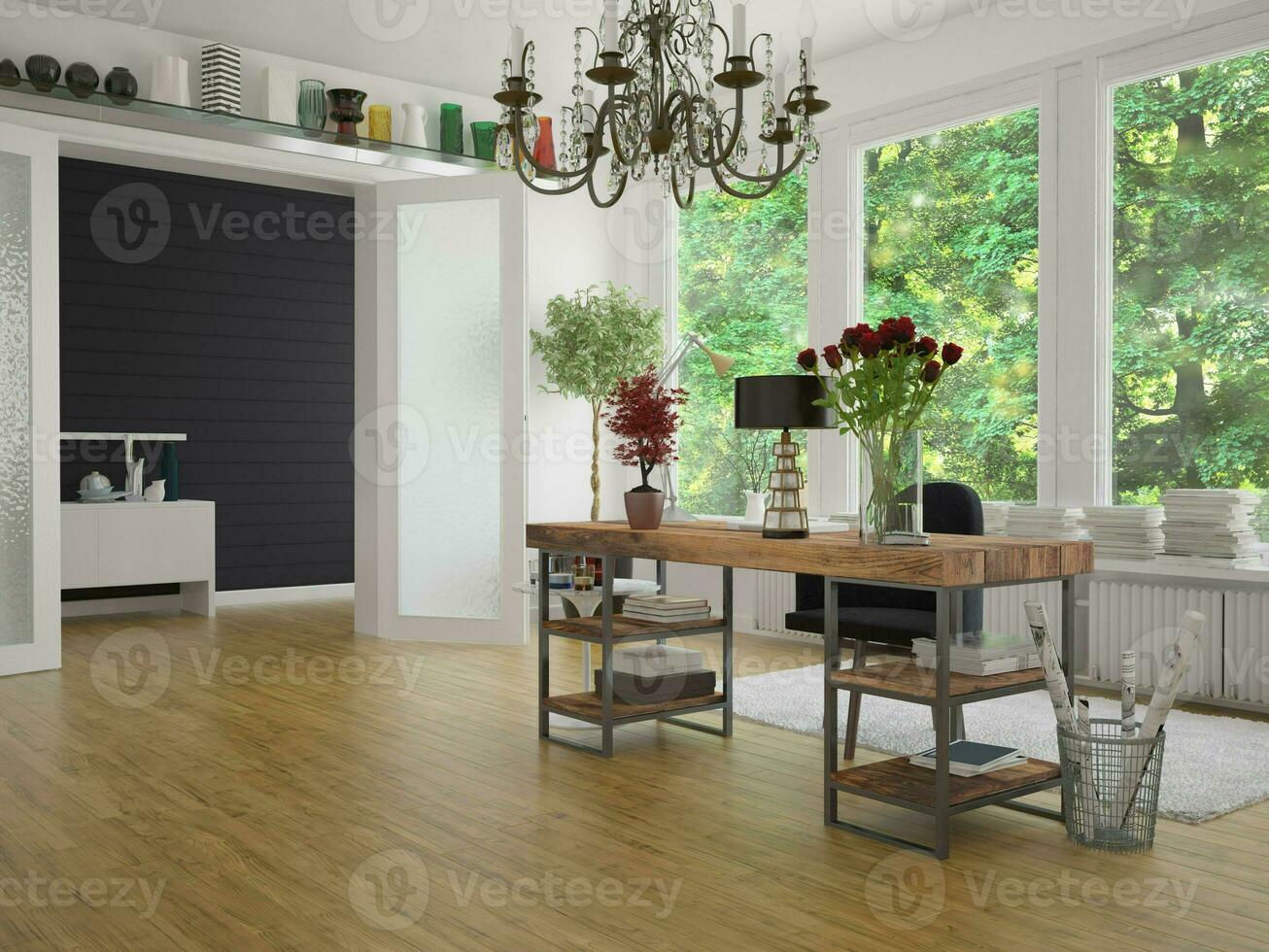 3d rendering of home office photo