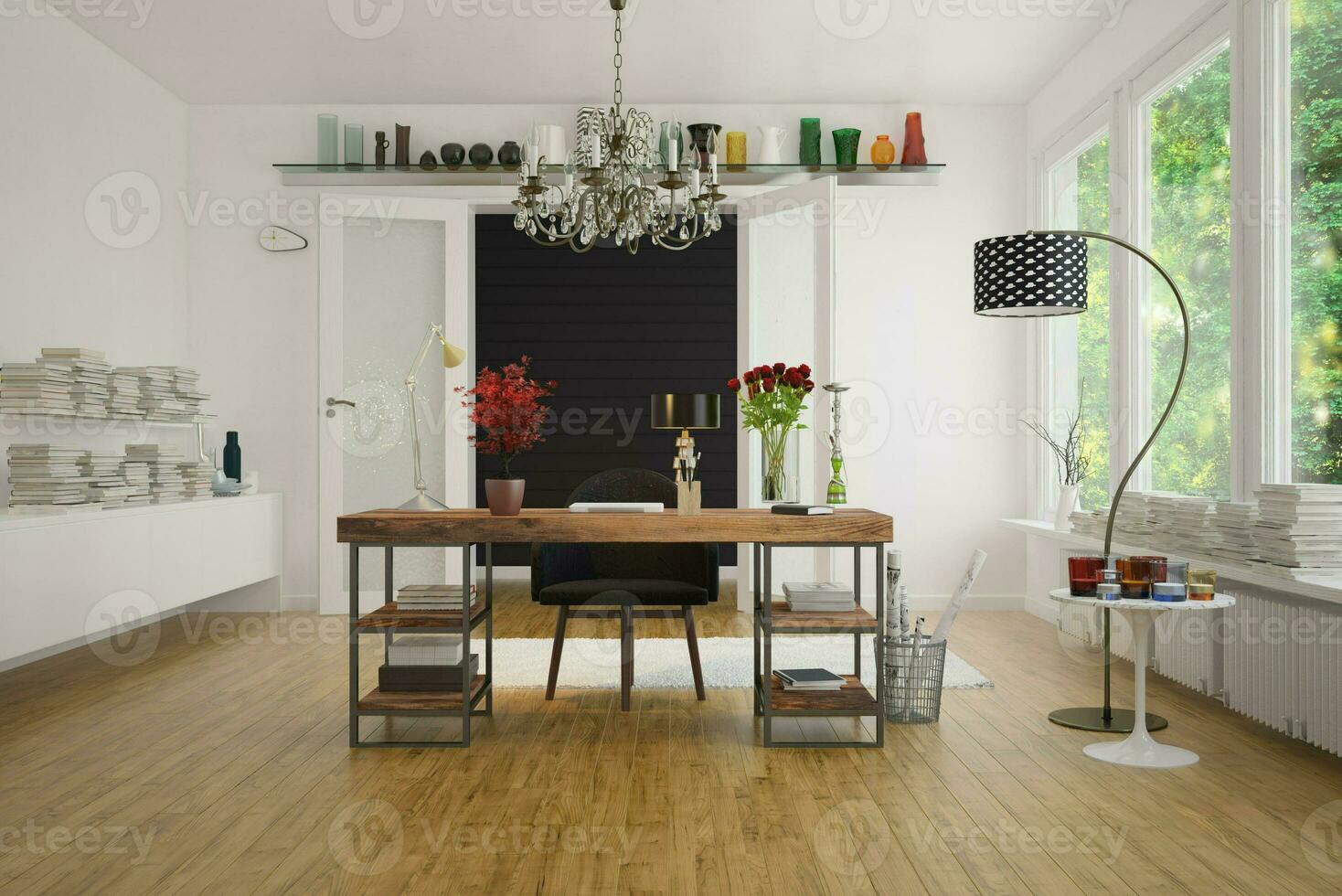 3d rendering of home office photo