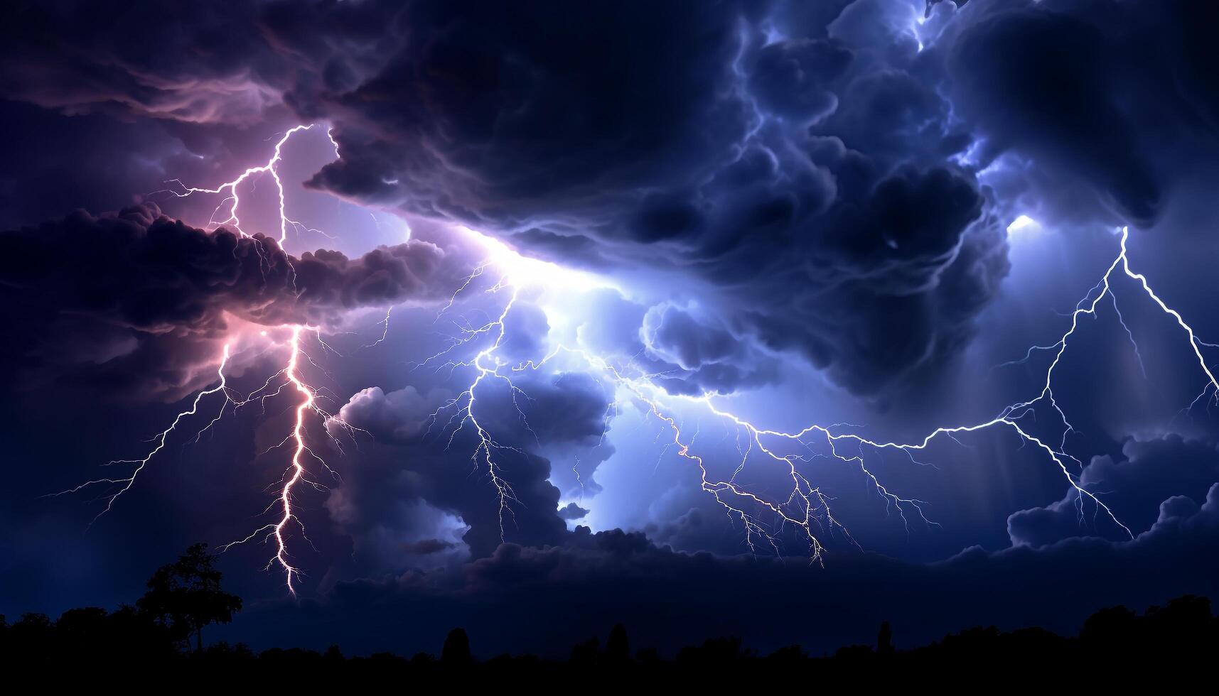 ai generado dramático cielo, oscuro noche, tormenta, majestuoso montañas, mojado césped generado por ai foto