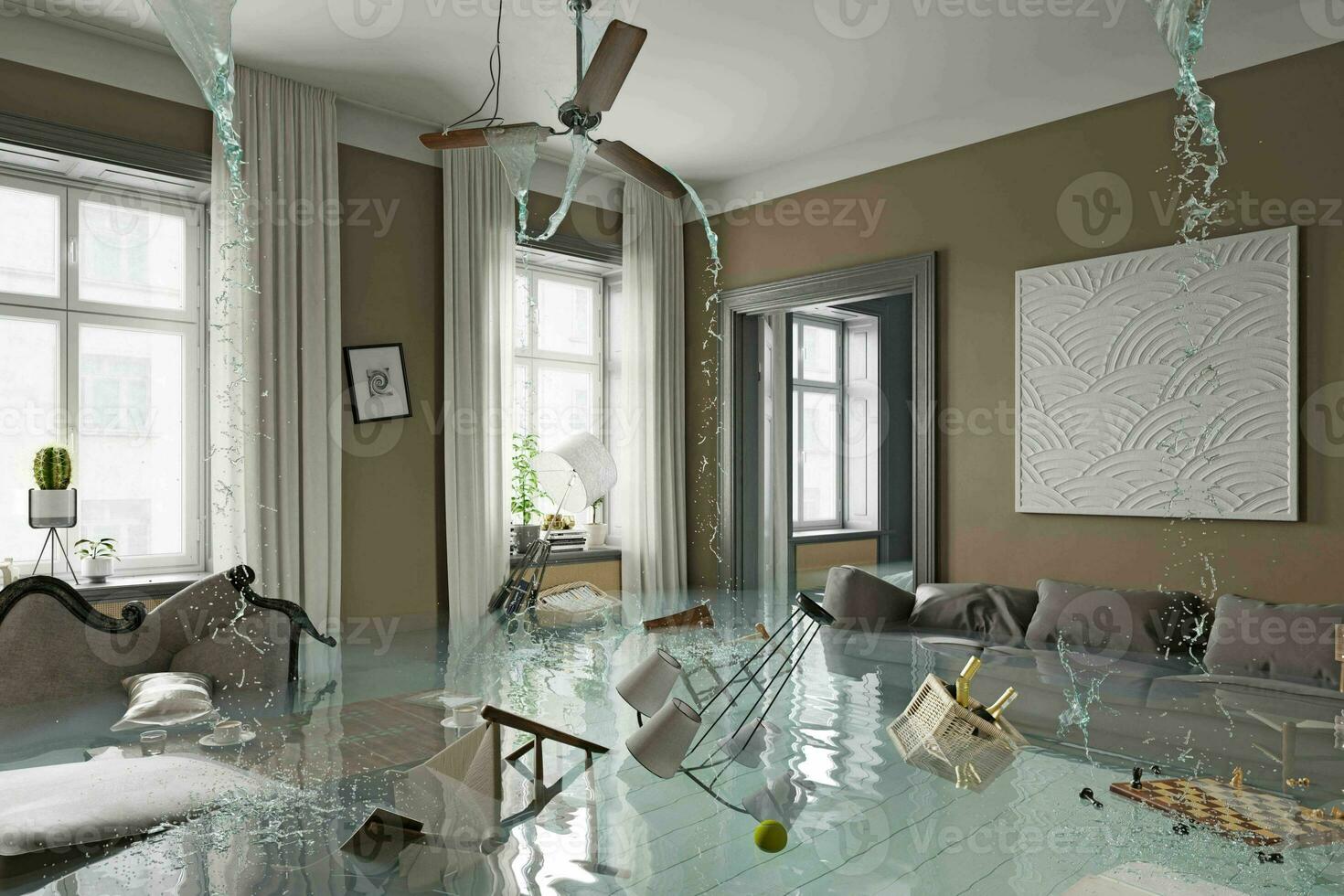 Flooding living interior photo