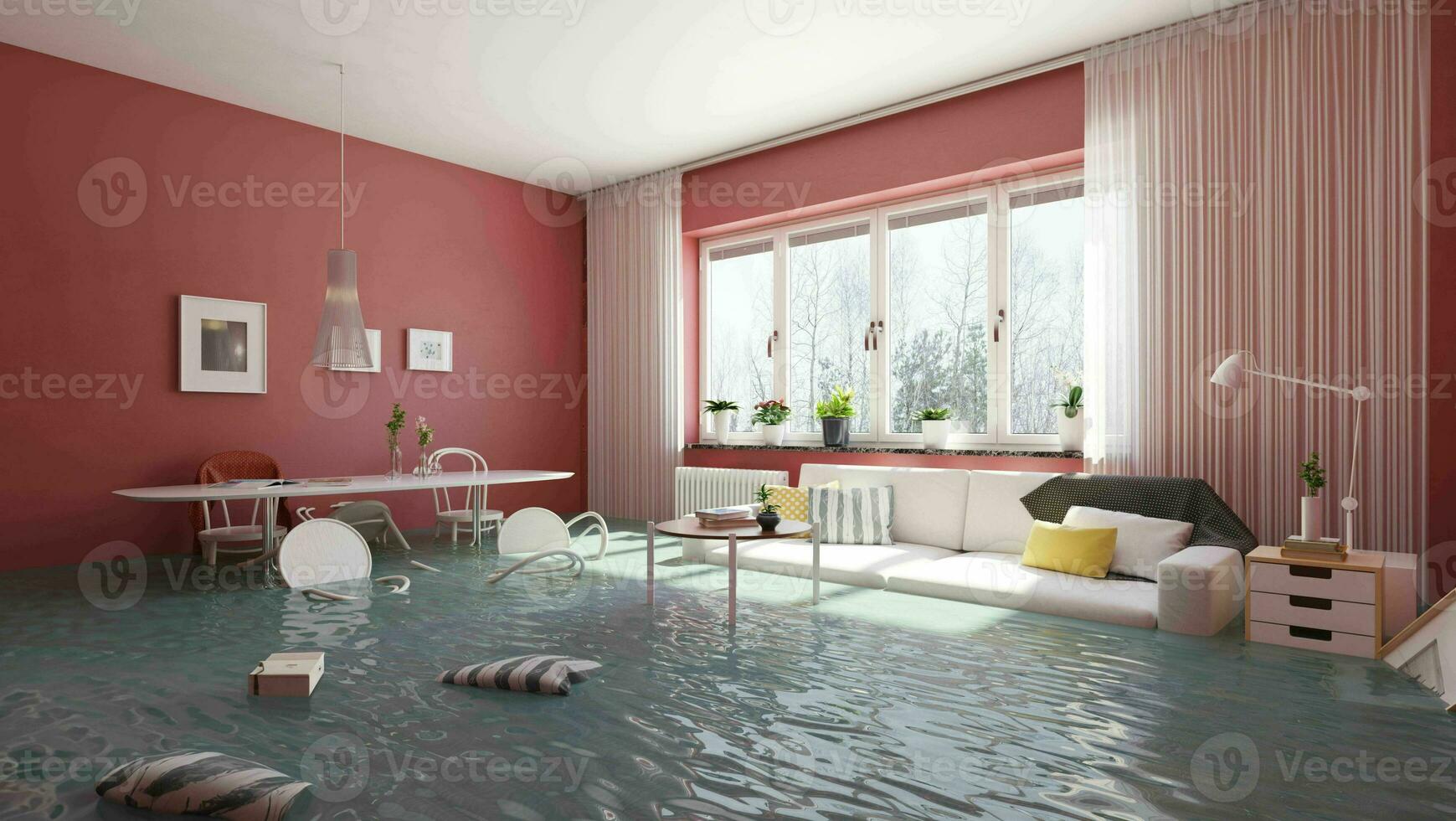 Flooding living interior photo