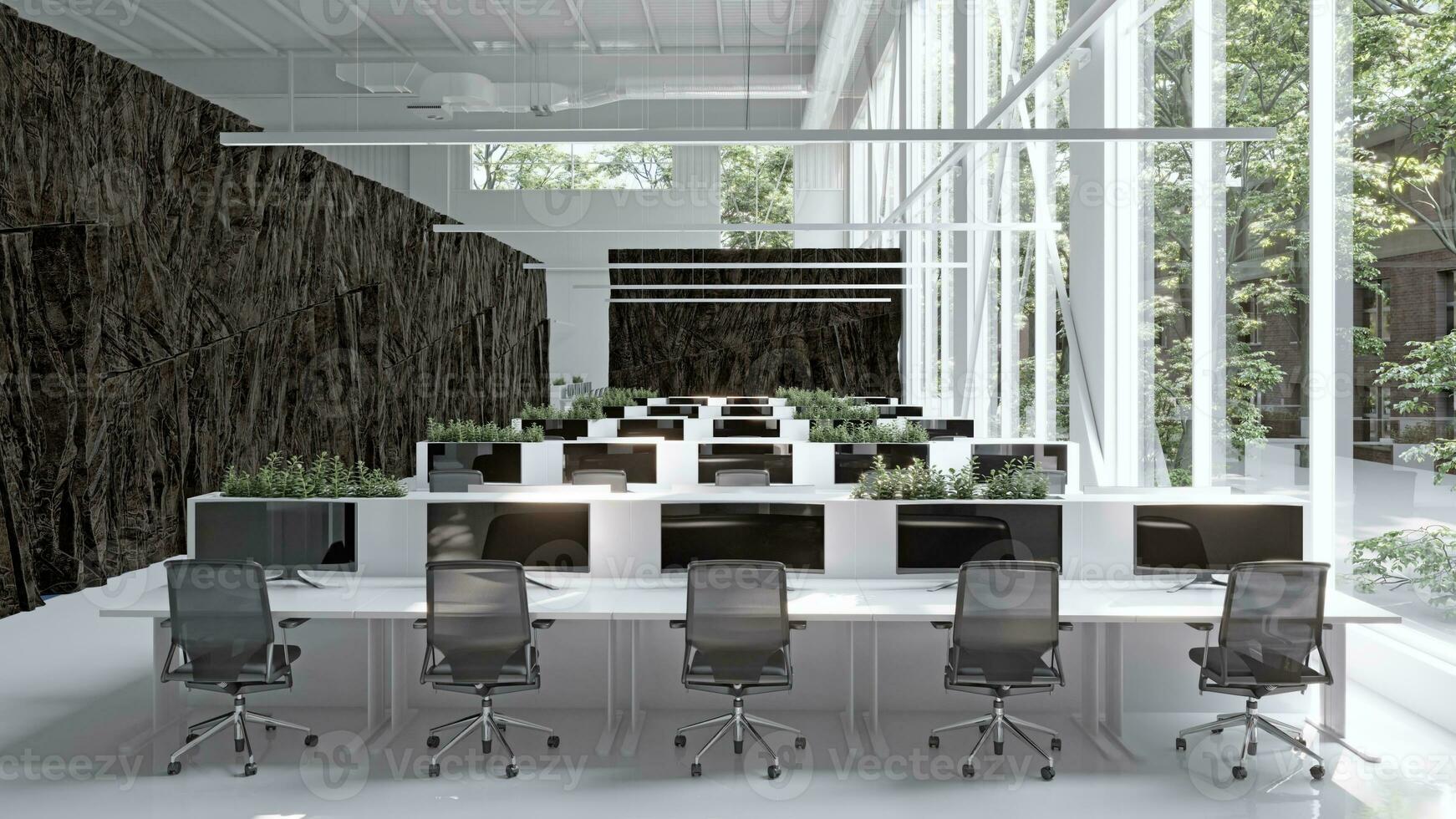 modern office interior with rock feature photo