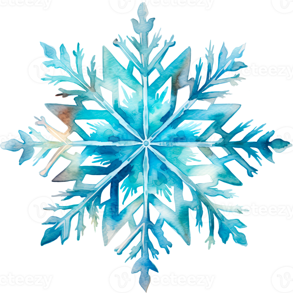 AI generated Christmas watercolor snowflake illustration with unique pattern png