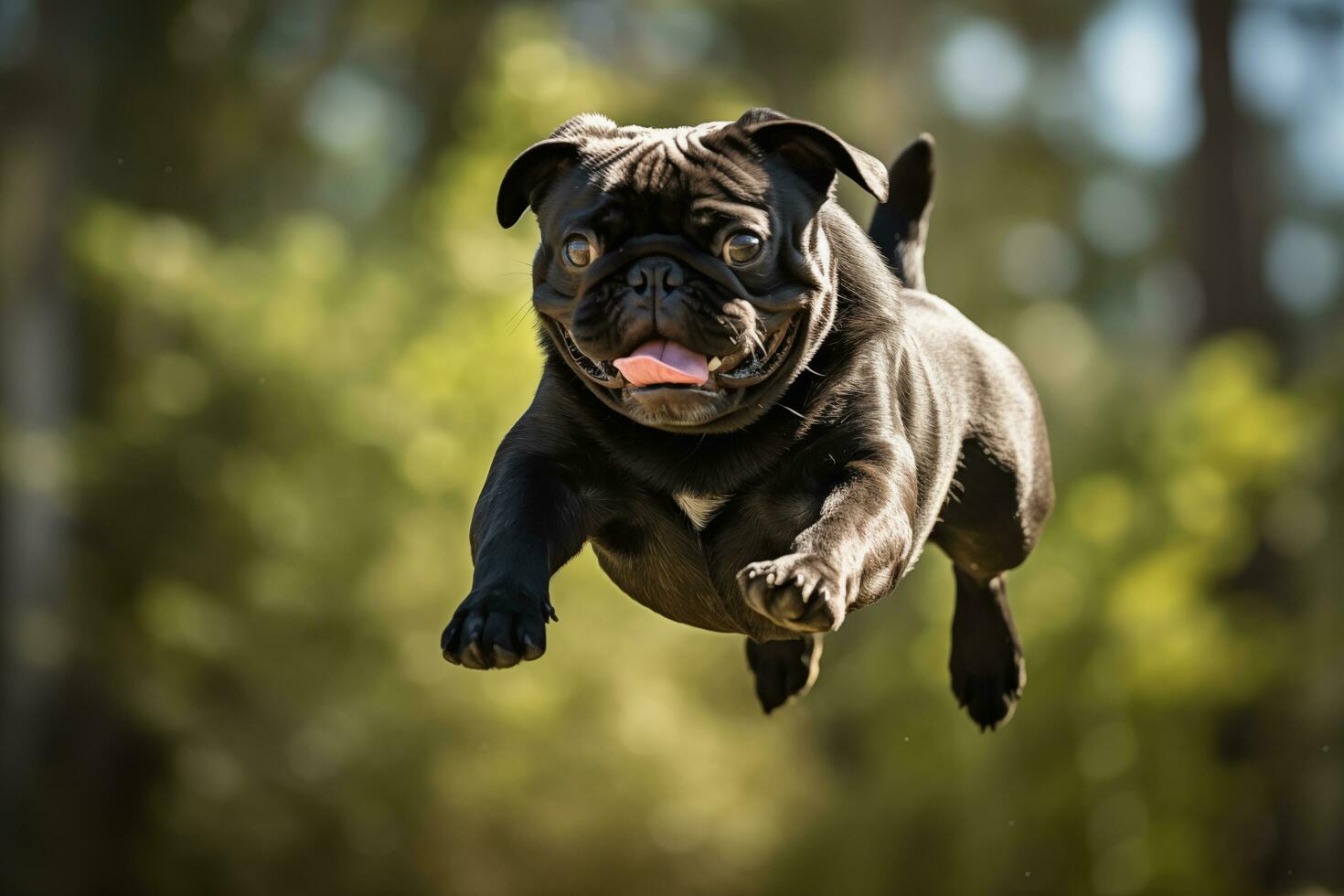 AI generated A flying black giant pug photo