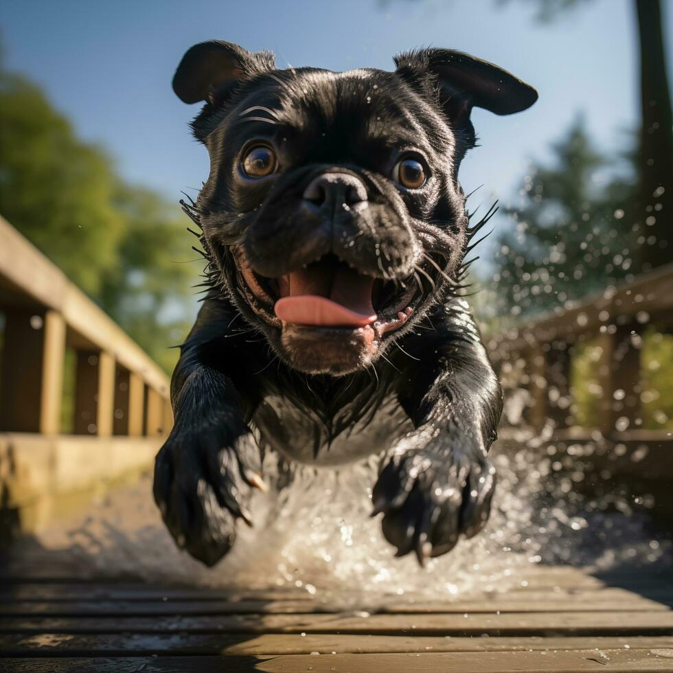 AI generated A running black giant pug photo