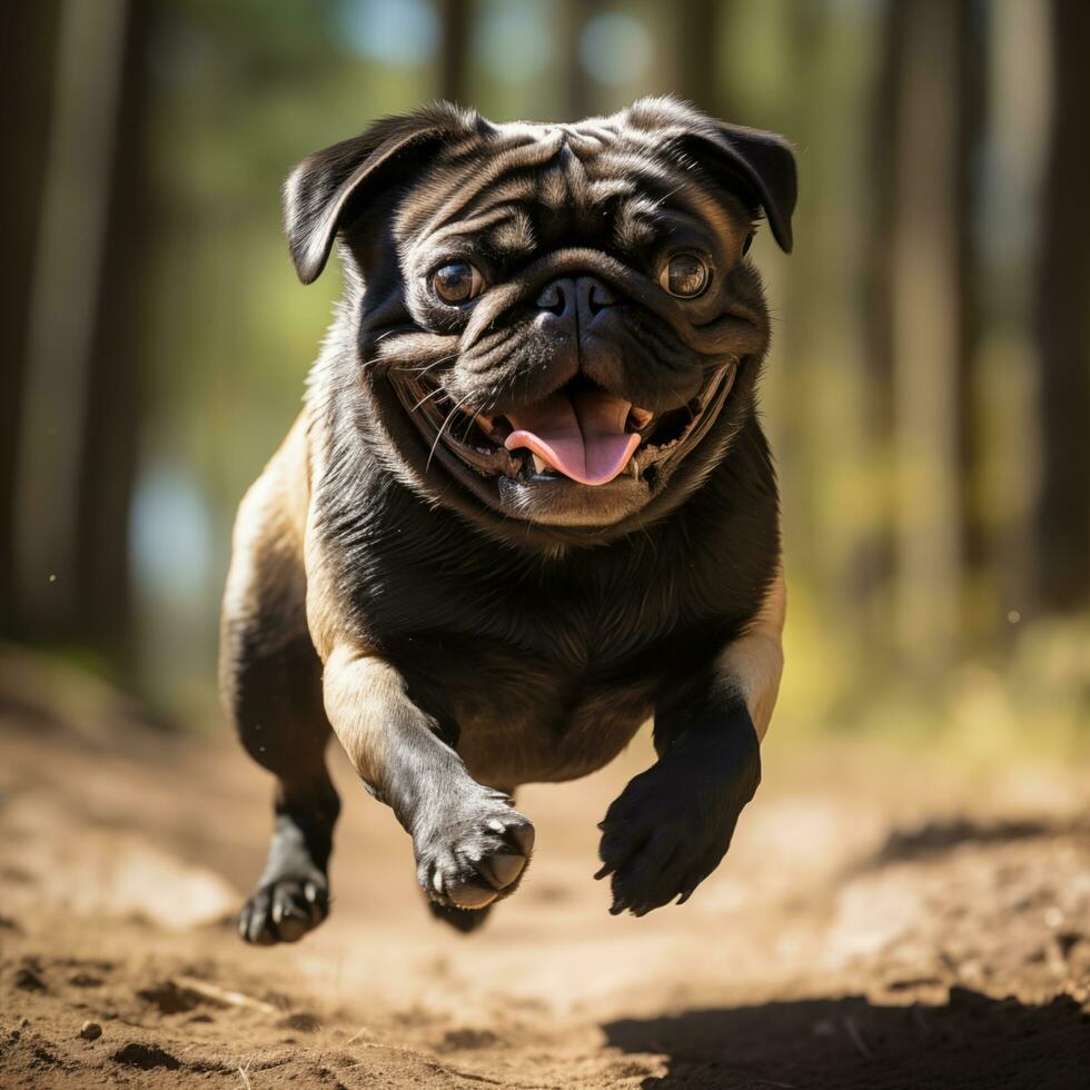 AI generated A running black giant pug photo