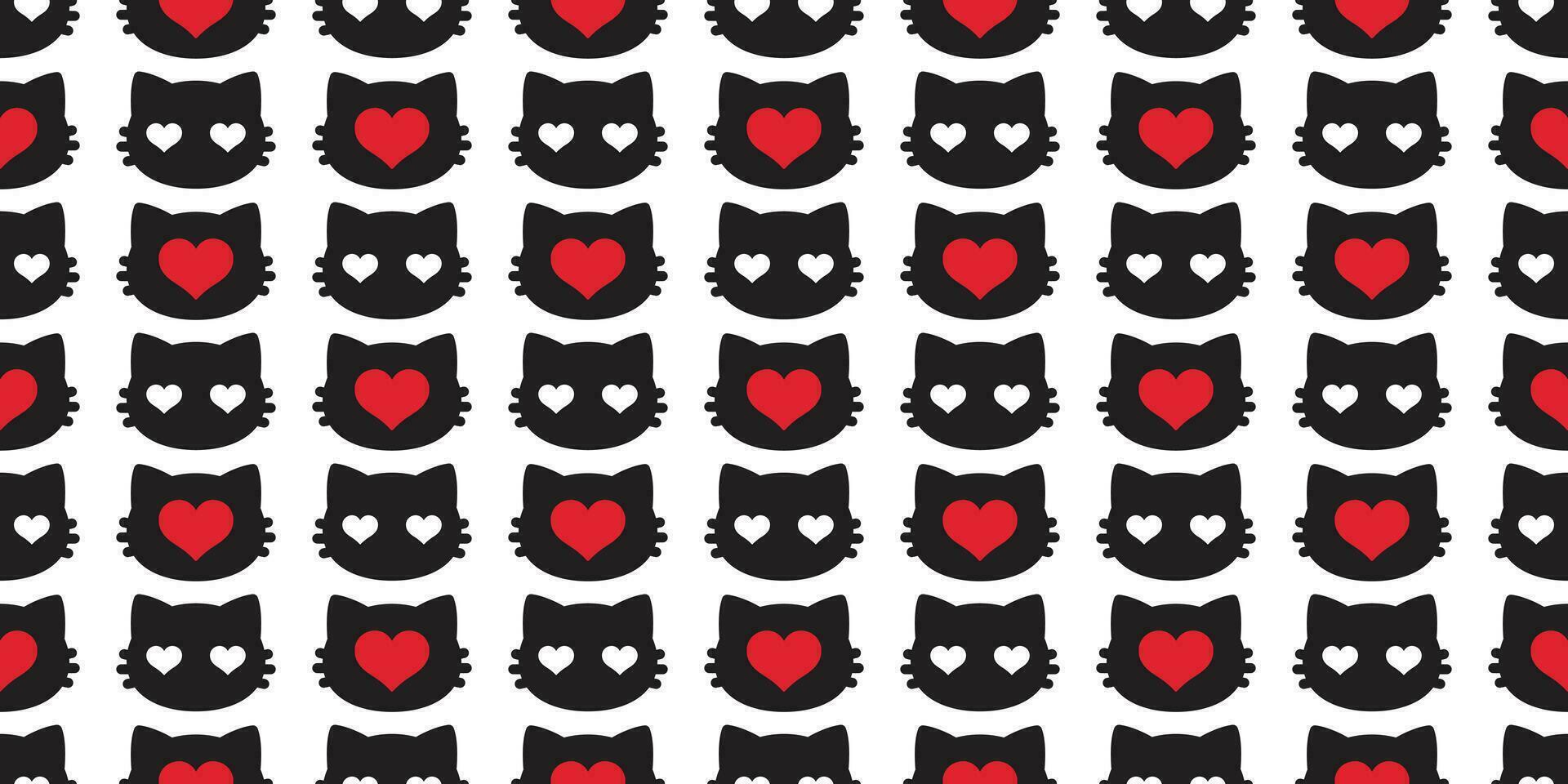 cat seamless pattern valentine heart kitten head vector scarf isolated repeat wallpaper tile background cartoon illustration doodle design