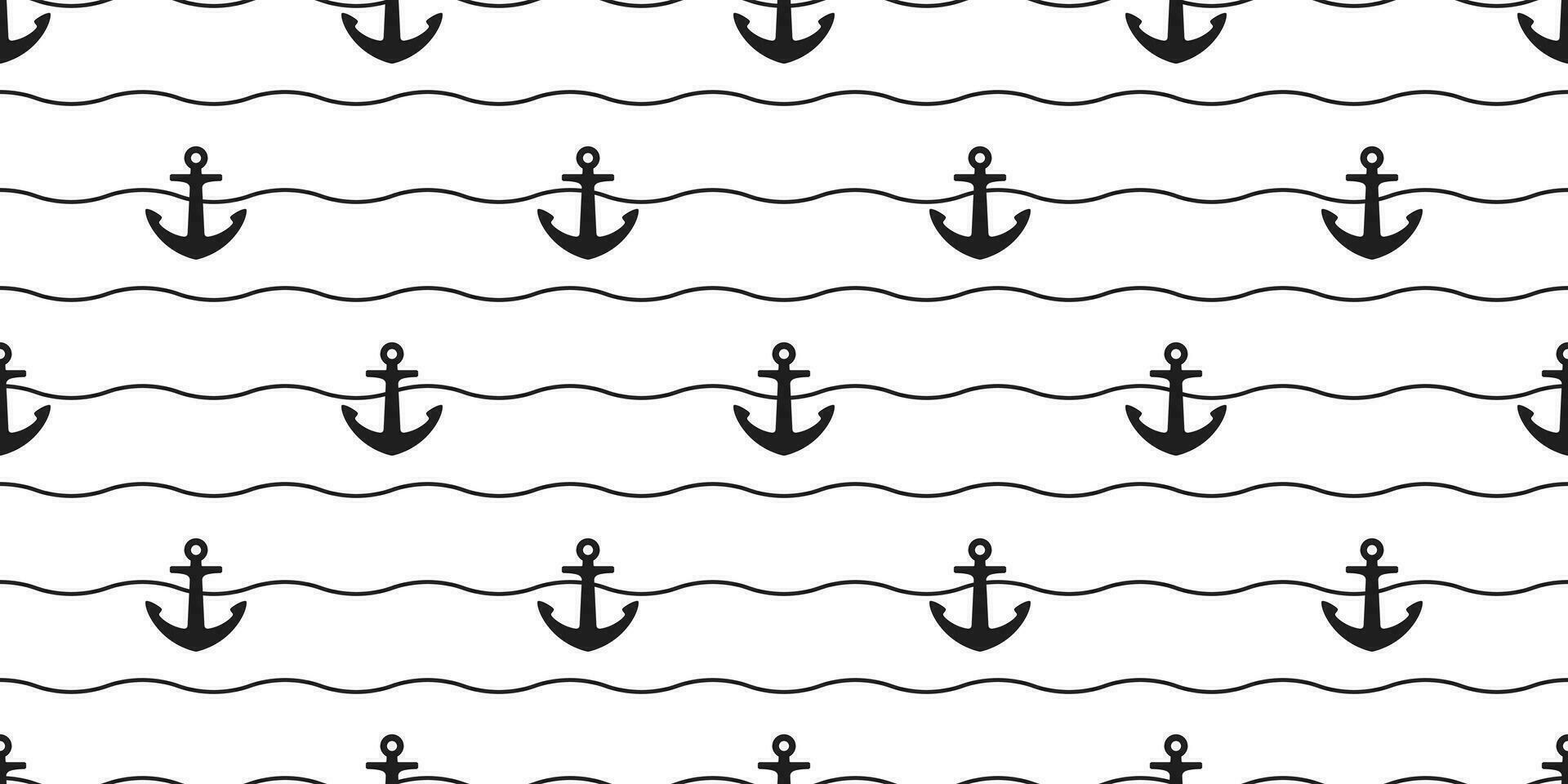 Anchor seamless pattern vector boat pirate helm ocean wave sea maritime Nautical scarf isolated repeat wallpaper tile background line doodle design