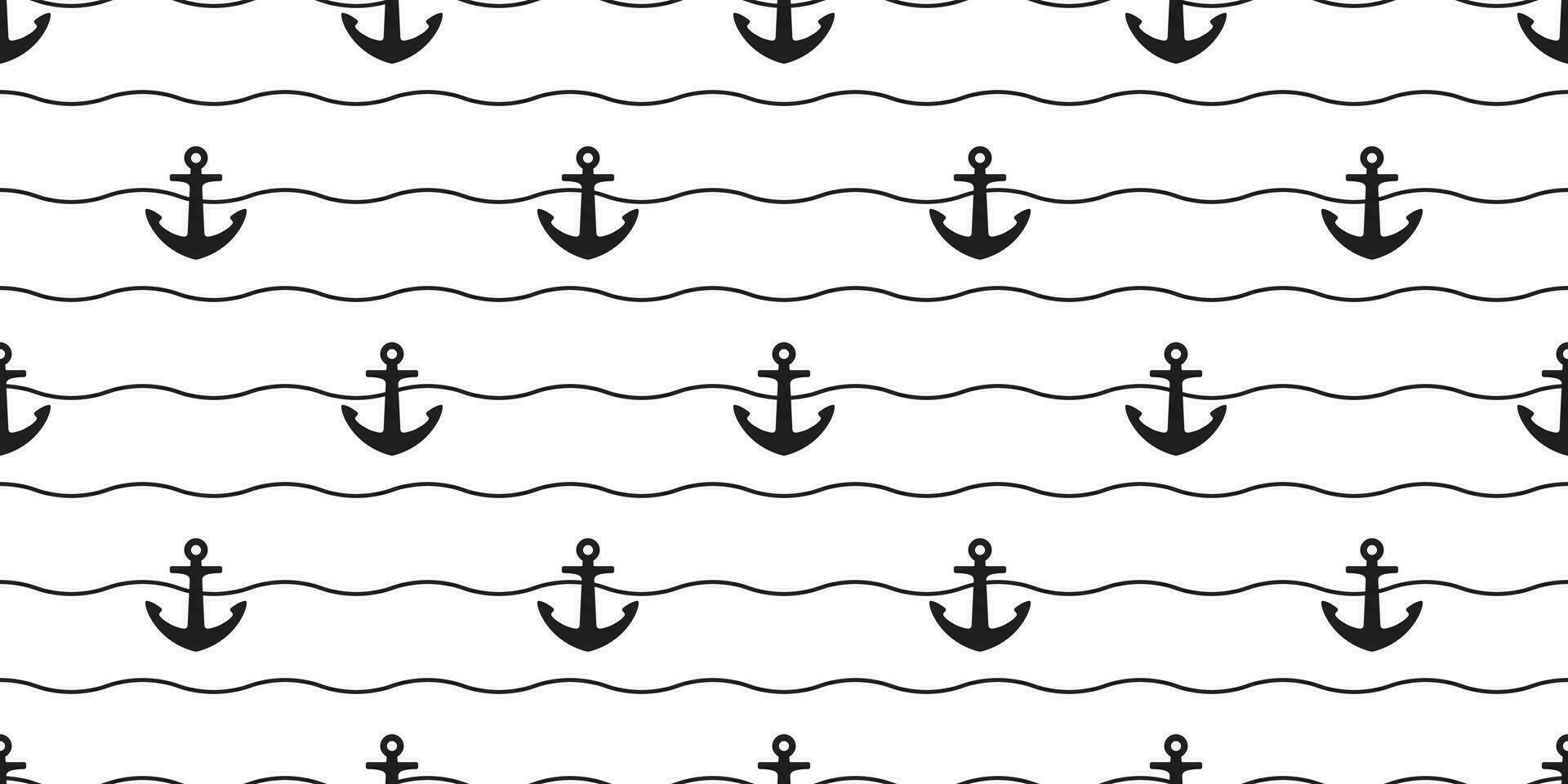 Anchor seamless pattern vector boat pirate helm ocean wave sea maritime Nautical scarf isolated repeat wallpaper tile background line doodle design