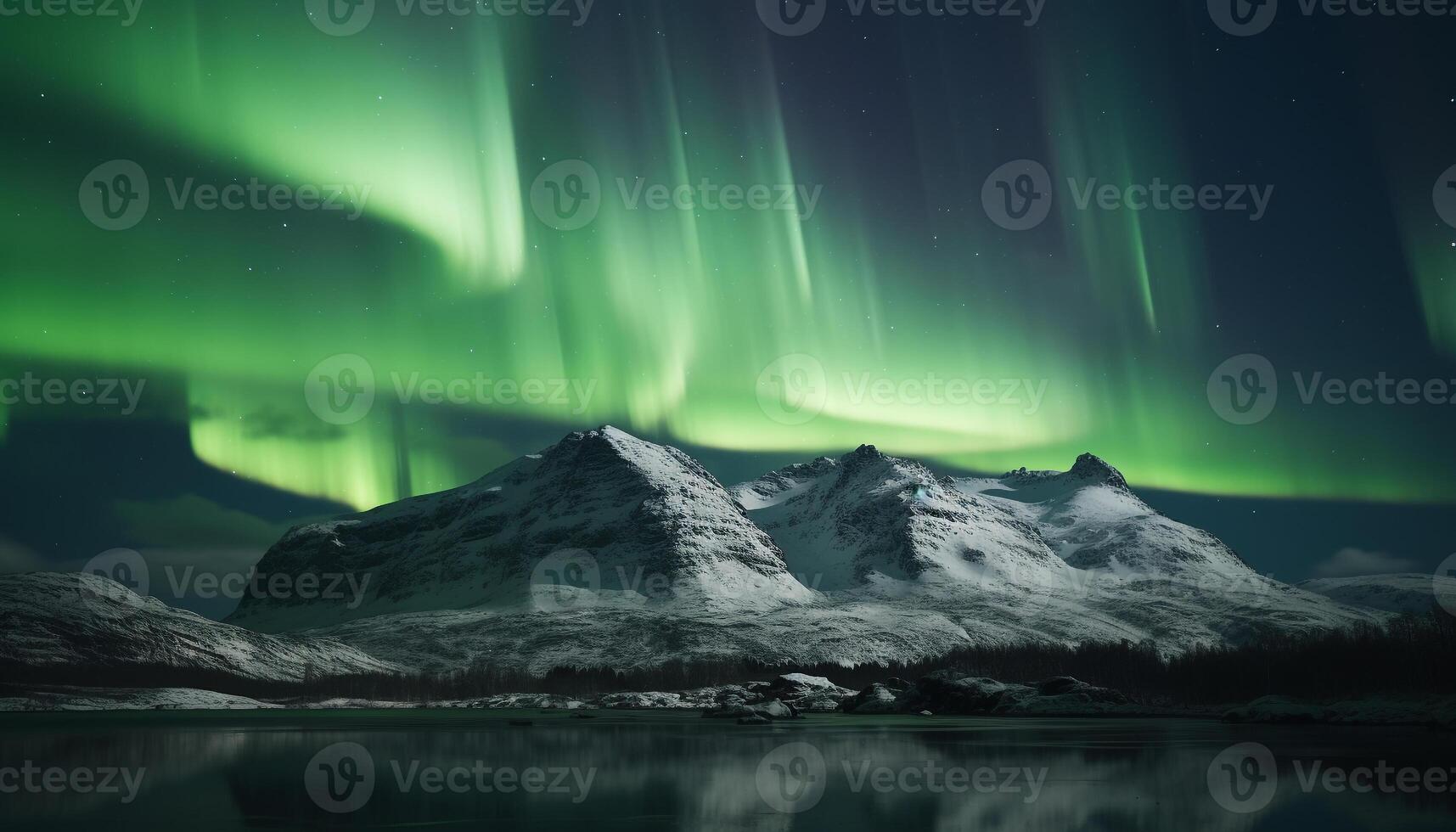 AI generated Majestic mountain range illuminated by starry night, tranquil scene generated by AI photo