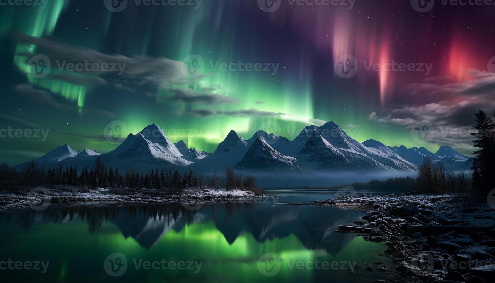 AI generated Majestic mountain range illuminated by starry night, tranquil scene generated by AI photo