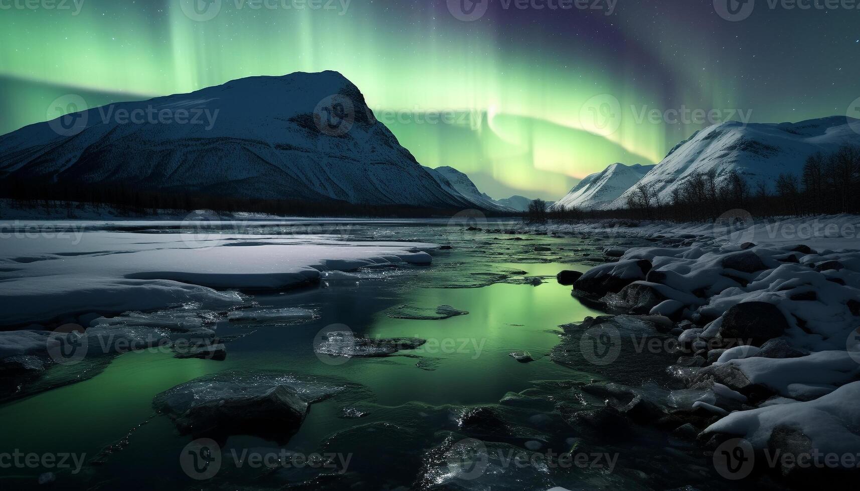 AI generated Majestic mountain range illuminated by starry night, tranquil scene generated by AI photo