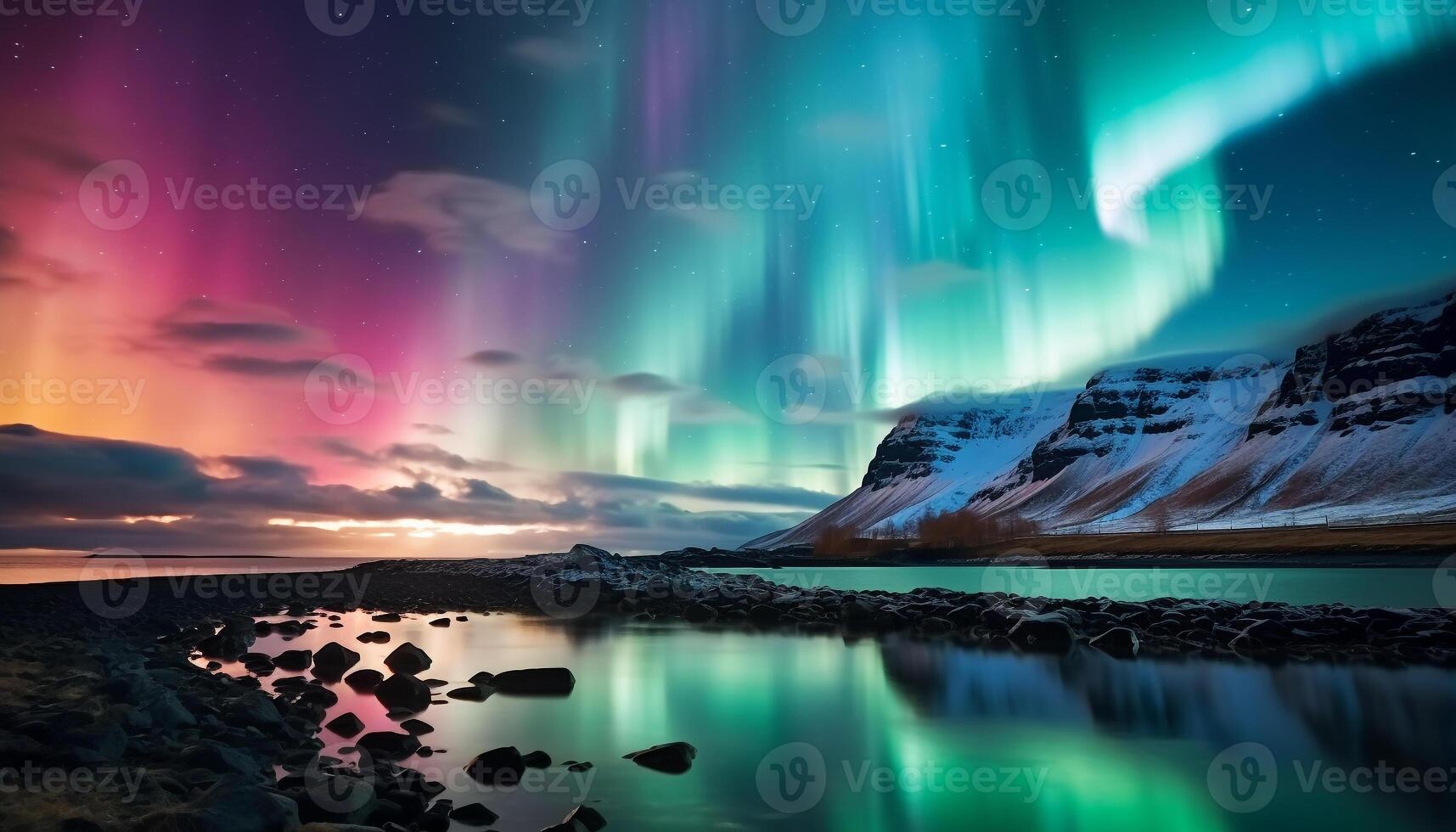 AI generated Majestic mountain range illuminated by starry night, tranquil scene generated by AI photo