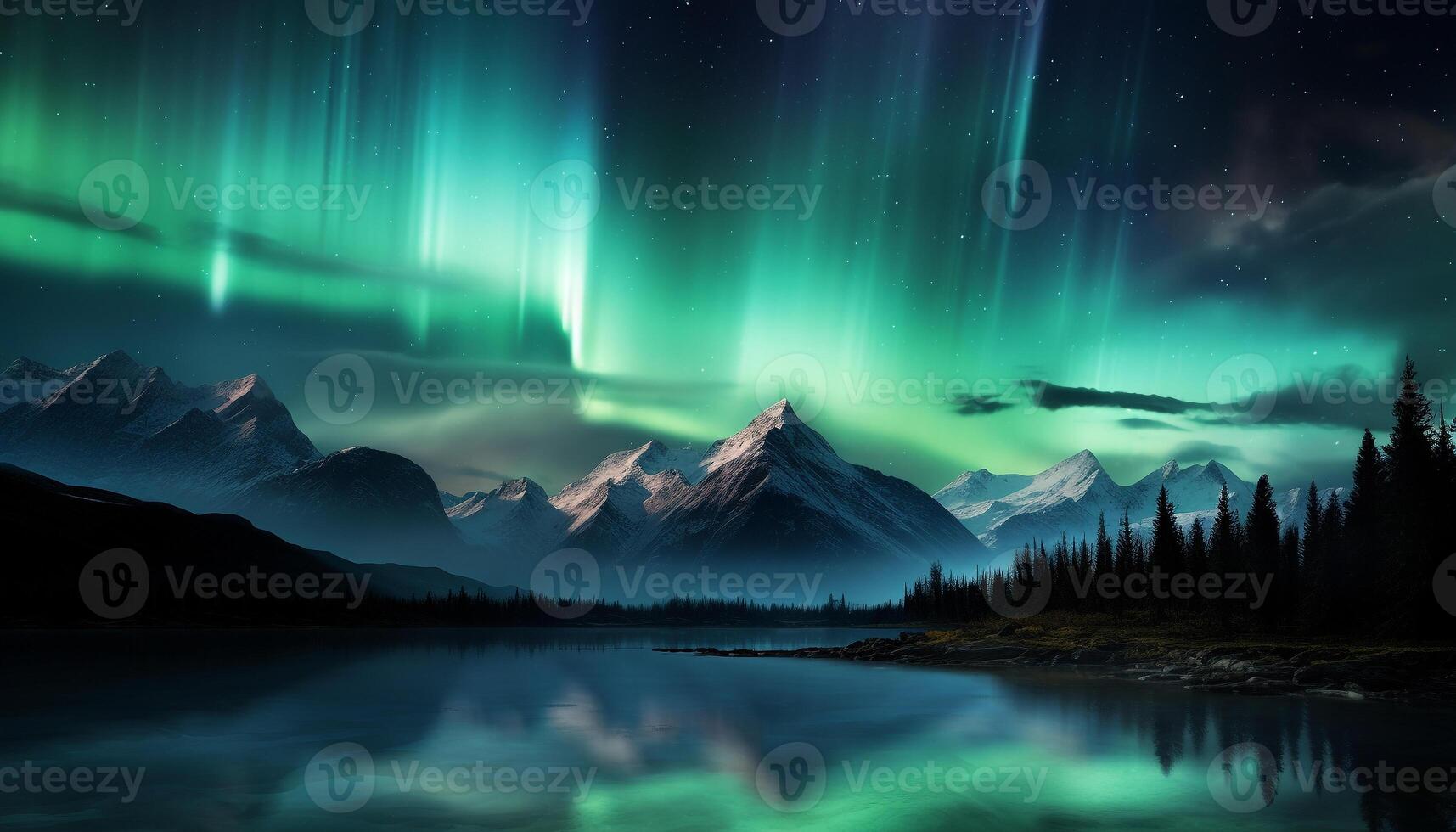 AI generated Majestic mountain range illuminated by starry night, tranquil scene generated by AI photo
