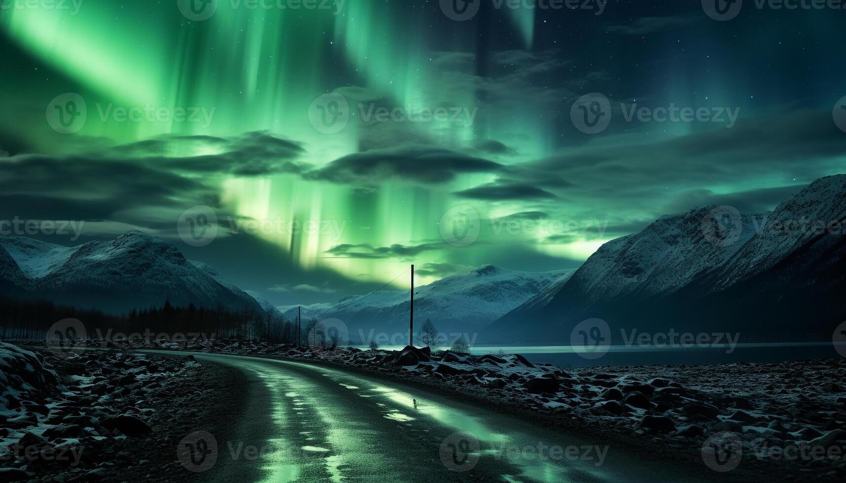 AI generated Majestic mountain range illuminated by starry night, tranquil scene generated by AI photo