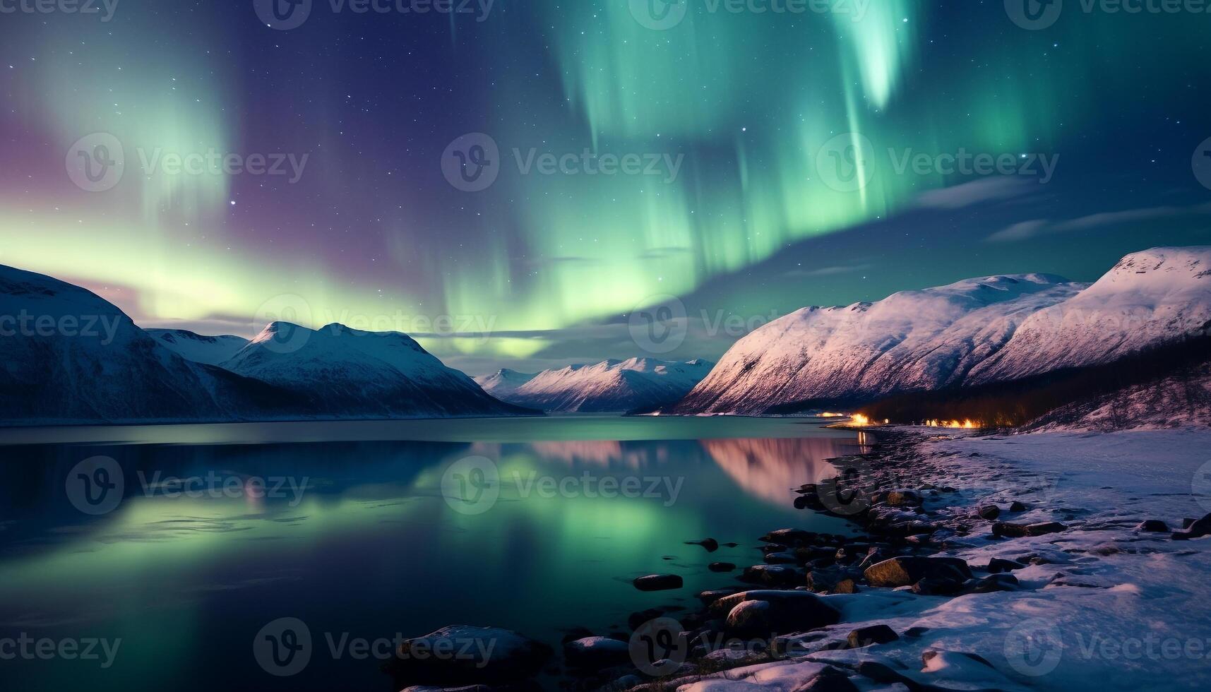 AI generated Majestic mountain range illuminated by starry night, tranquil scene generated by AI photo