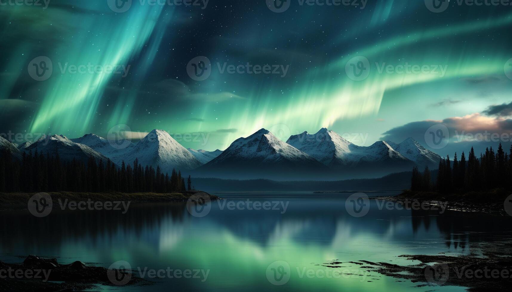 AI generated Majestic mountain range illuminated by starry night, tranquil scene generated by AI photo