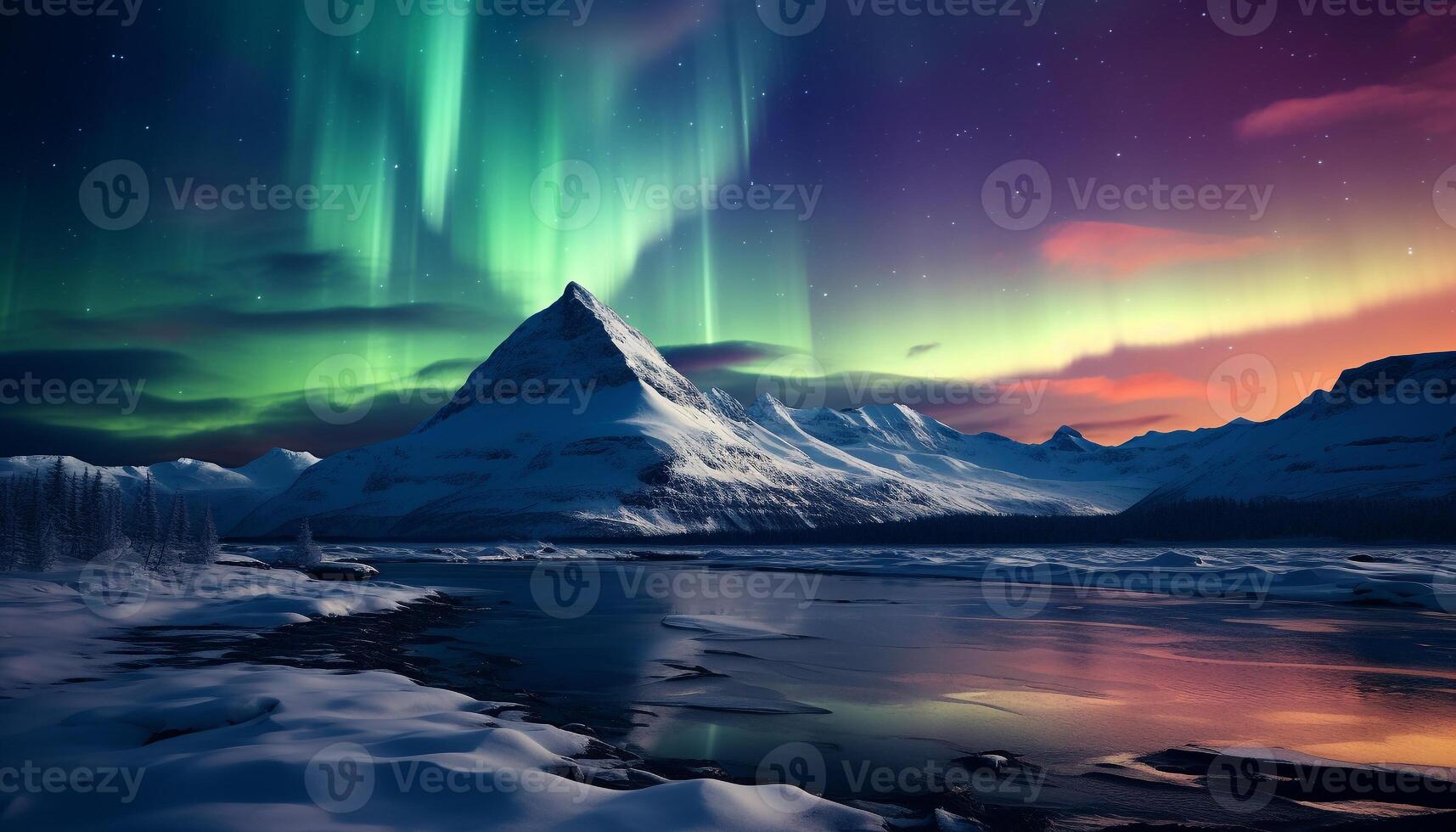 AI generated Majestic mountain range illuminated by starry night, tranquil scene generated by AI photo