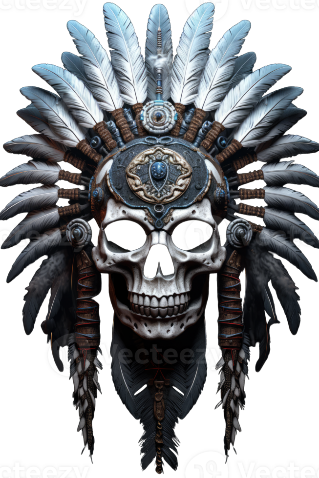 AI generated Indian skull vector illustration, transparent background png