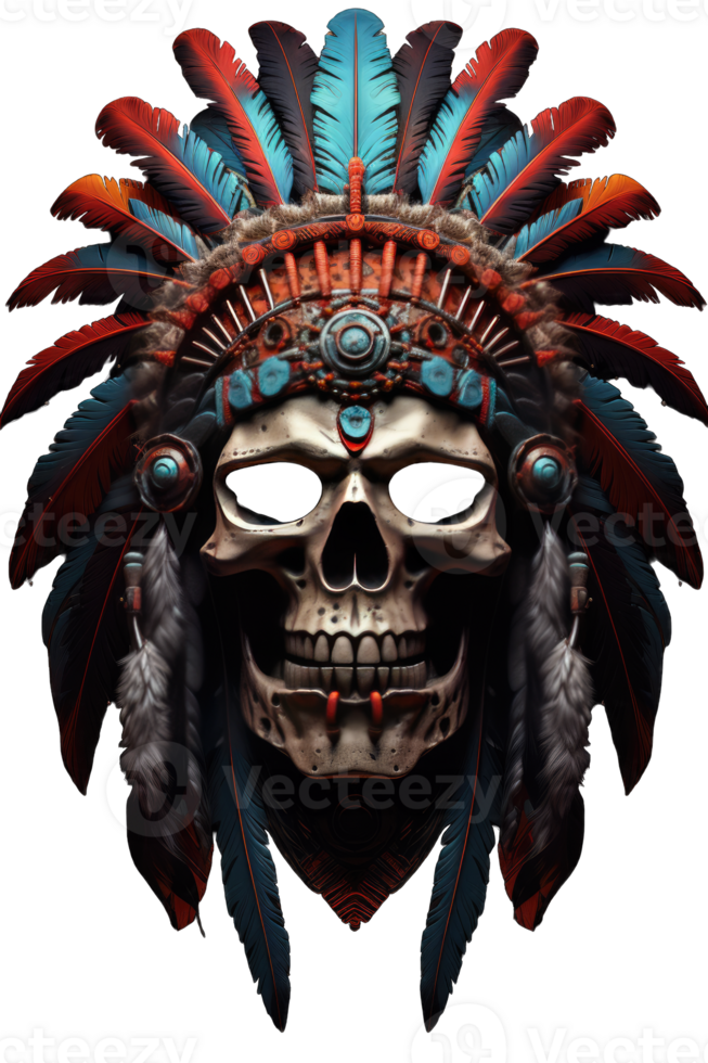 AI generated Indian skull vector illustration, transparent background png