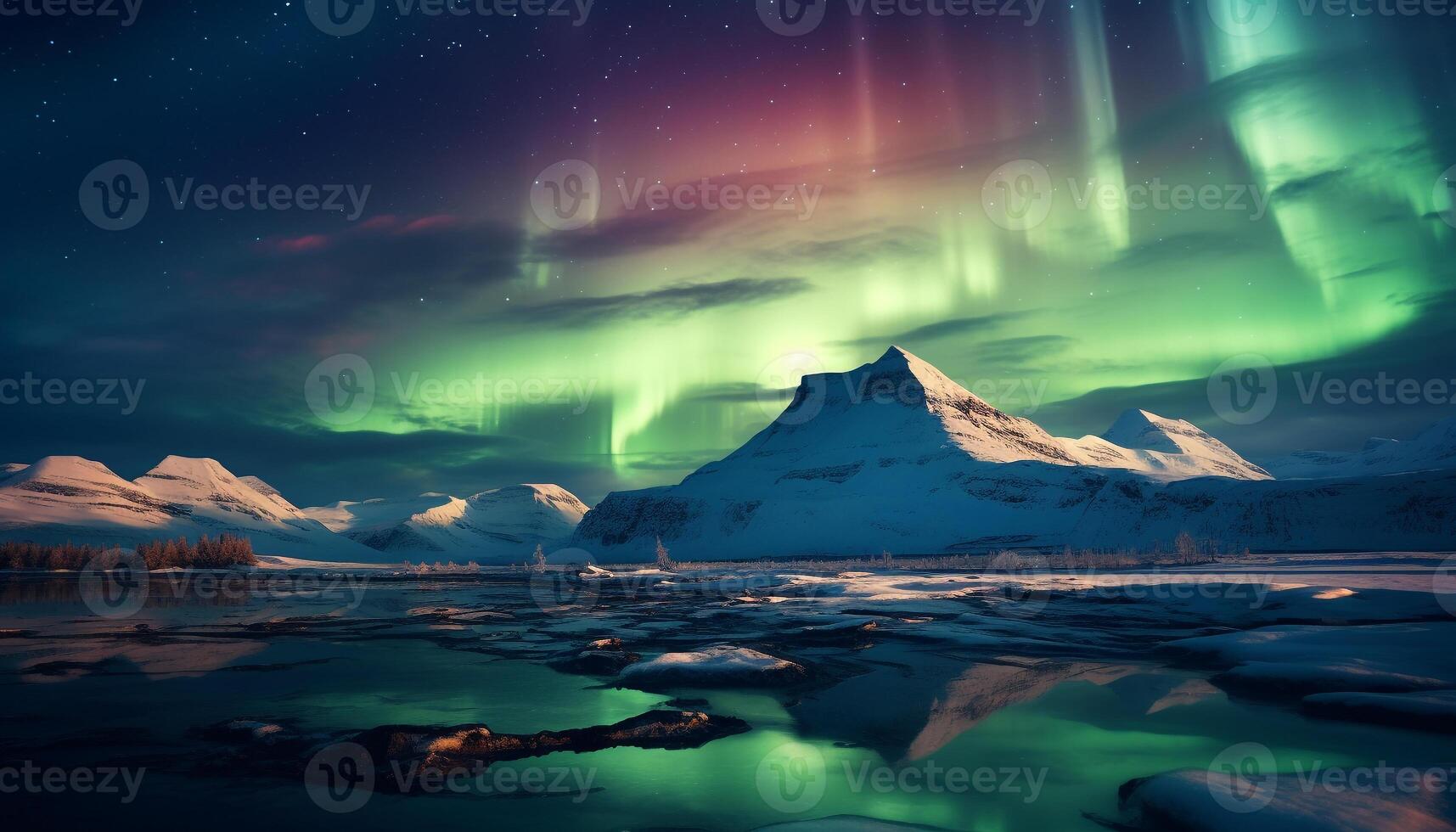 AI generated Majestic mountain range illuminated by starry night, tranquil scene generated by AI photo