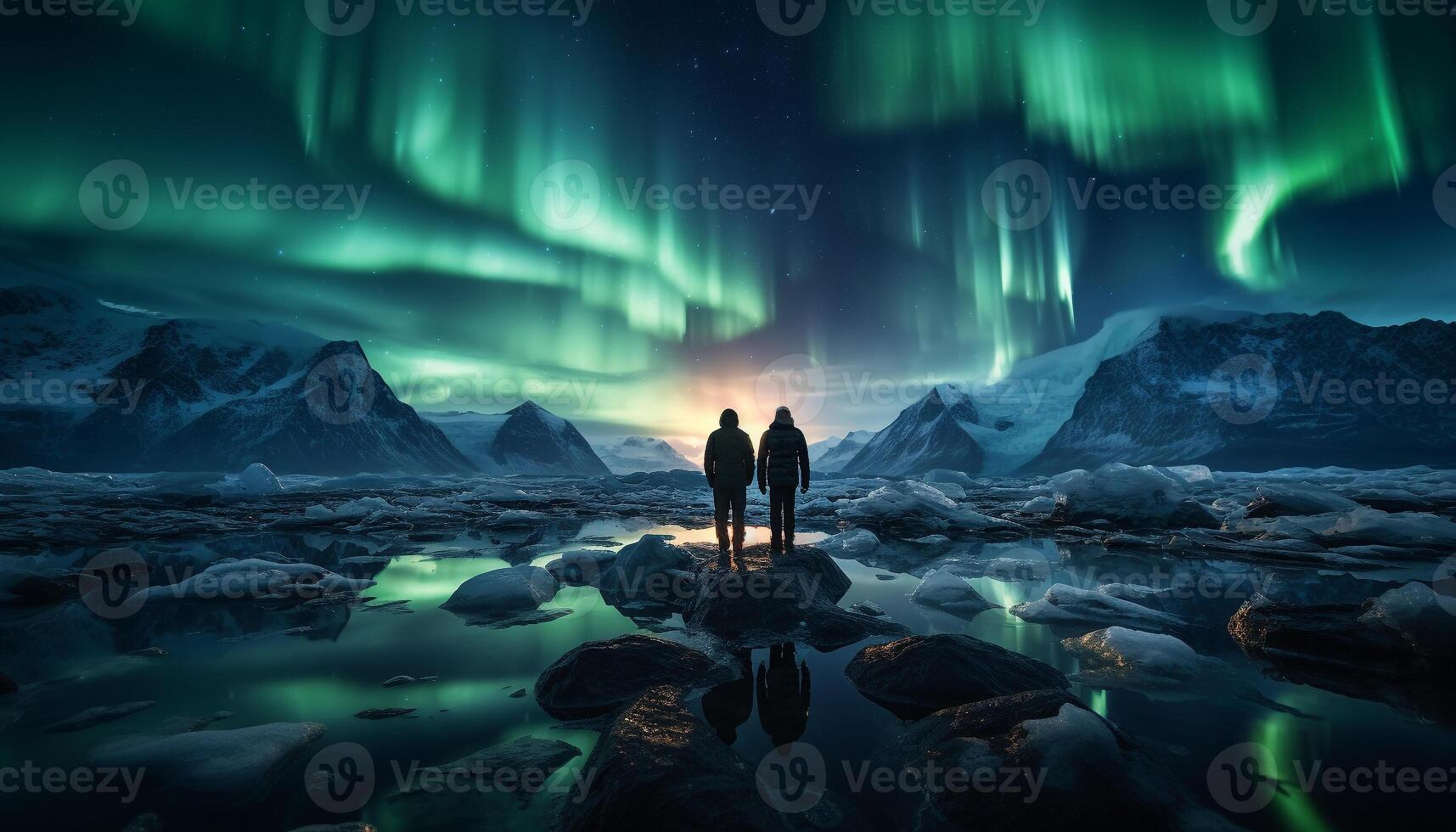AI generated Majestic mountain range illuminated by starry night, tranquil scene generated by AI photo