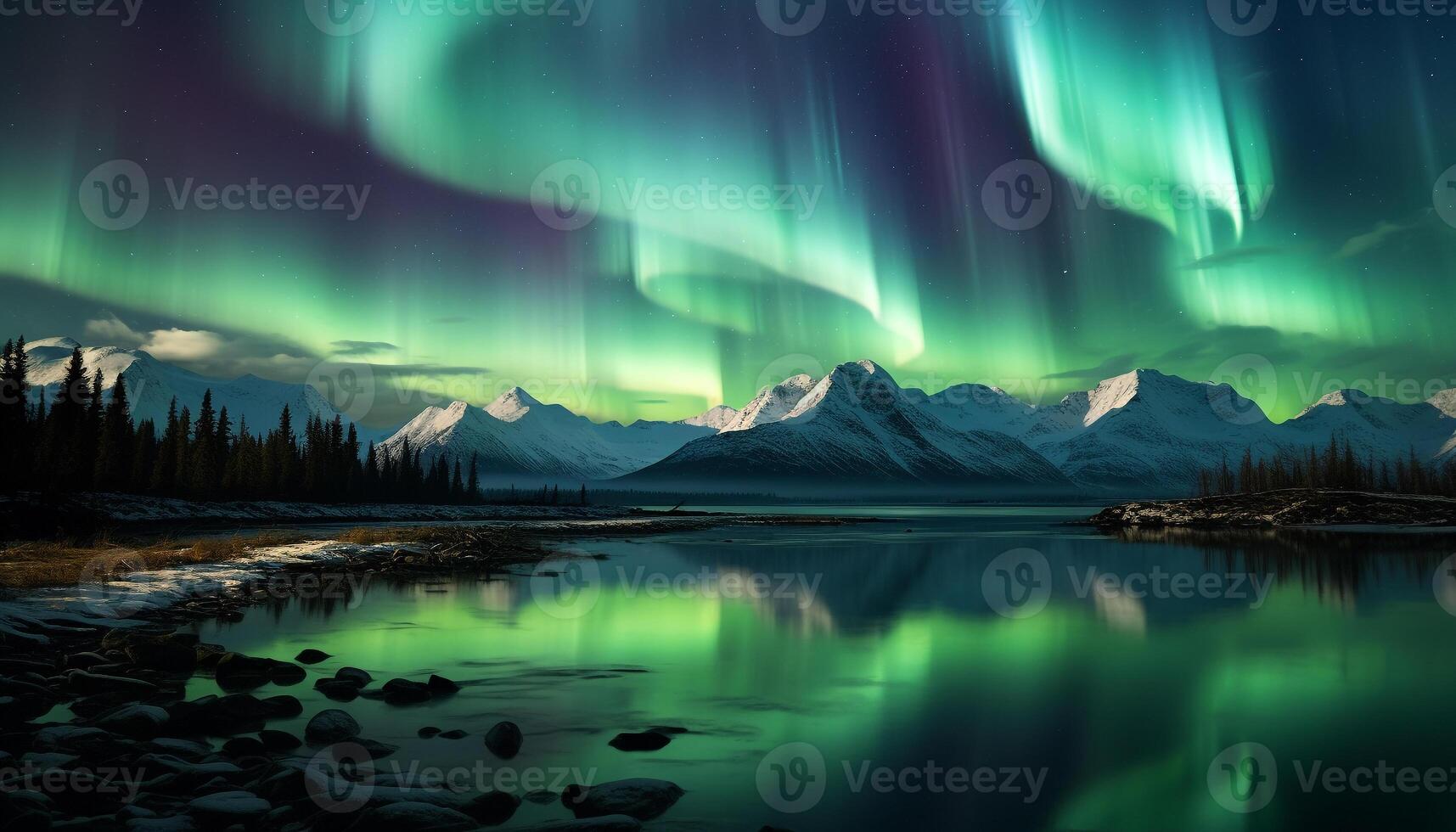 AI generated Majestic mountain range illuminated by starry night, tranquil scene generated by AI photo