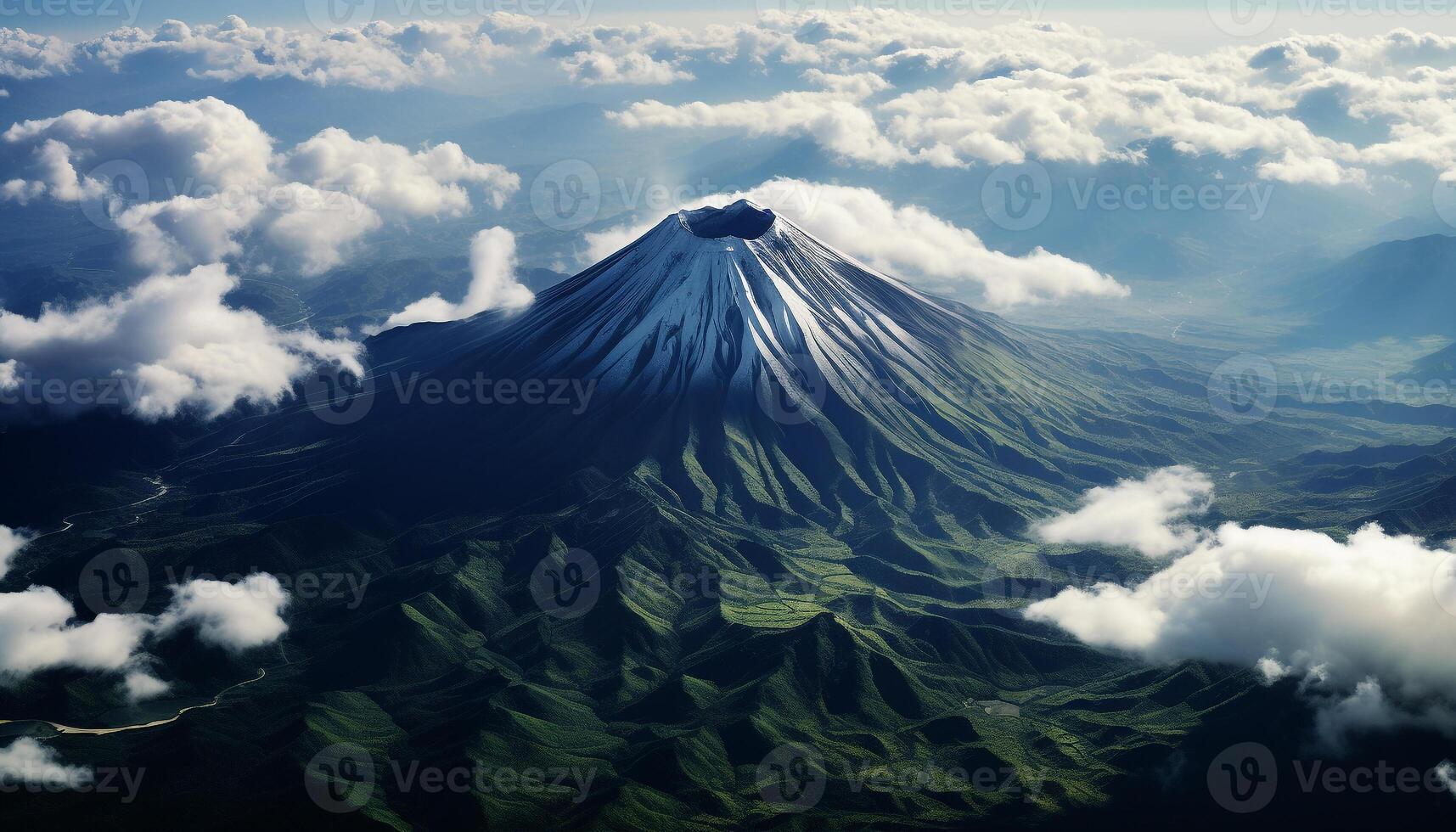 ai generado majestuoso montaña cima, nevado y tranquilo, en japonés otoño generado por ai foto