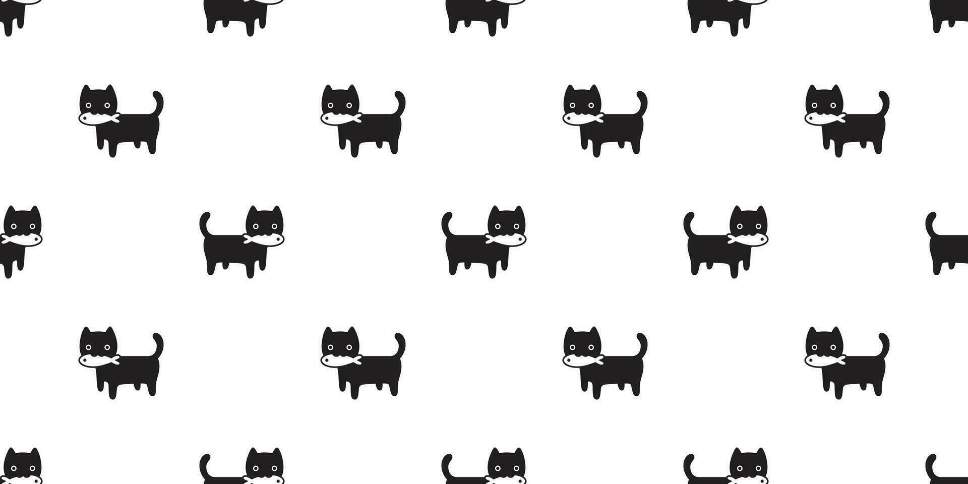 cat seamless pattern kitten vector scarf isolated repeat background tile wallpaper fish tuna cartoon doodle illustration design