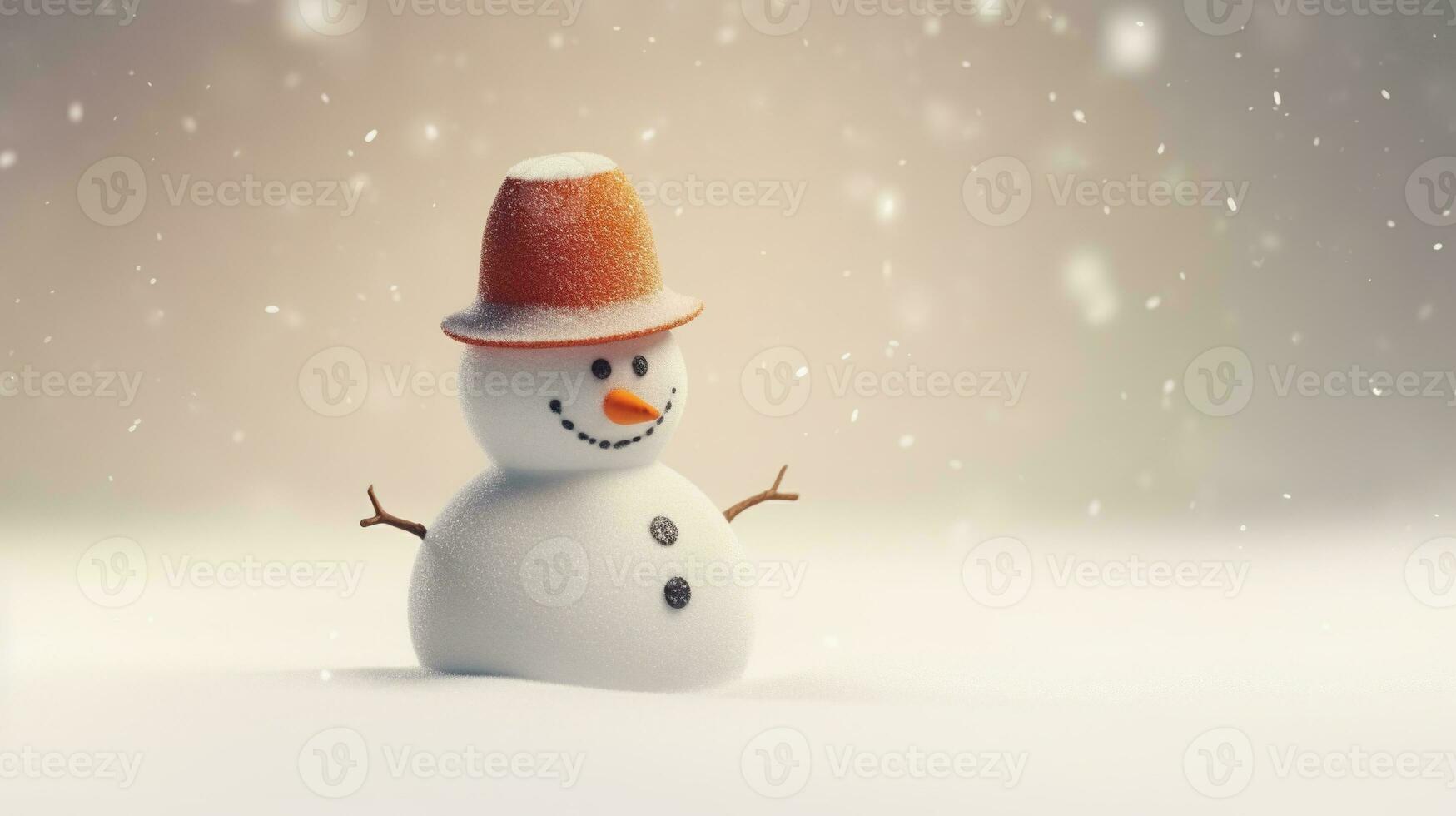 AI generated Snowman Isolated on the Minimalist Background photo