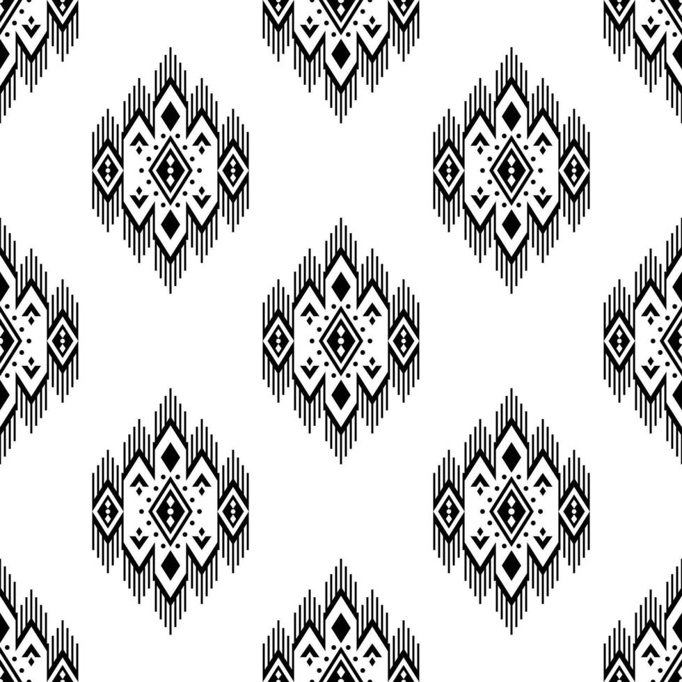 Tribal vector seamless Aztec pattern. Black and white colors. Abstract ethnic geometric art print design for textile template, fabric, clothing, curtain, rug, ornament, background, wrapping.