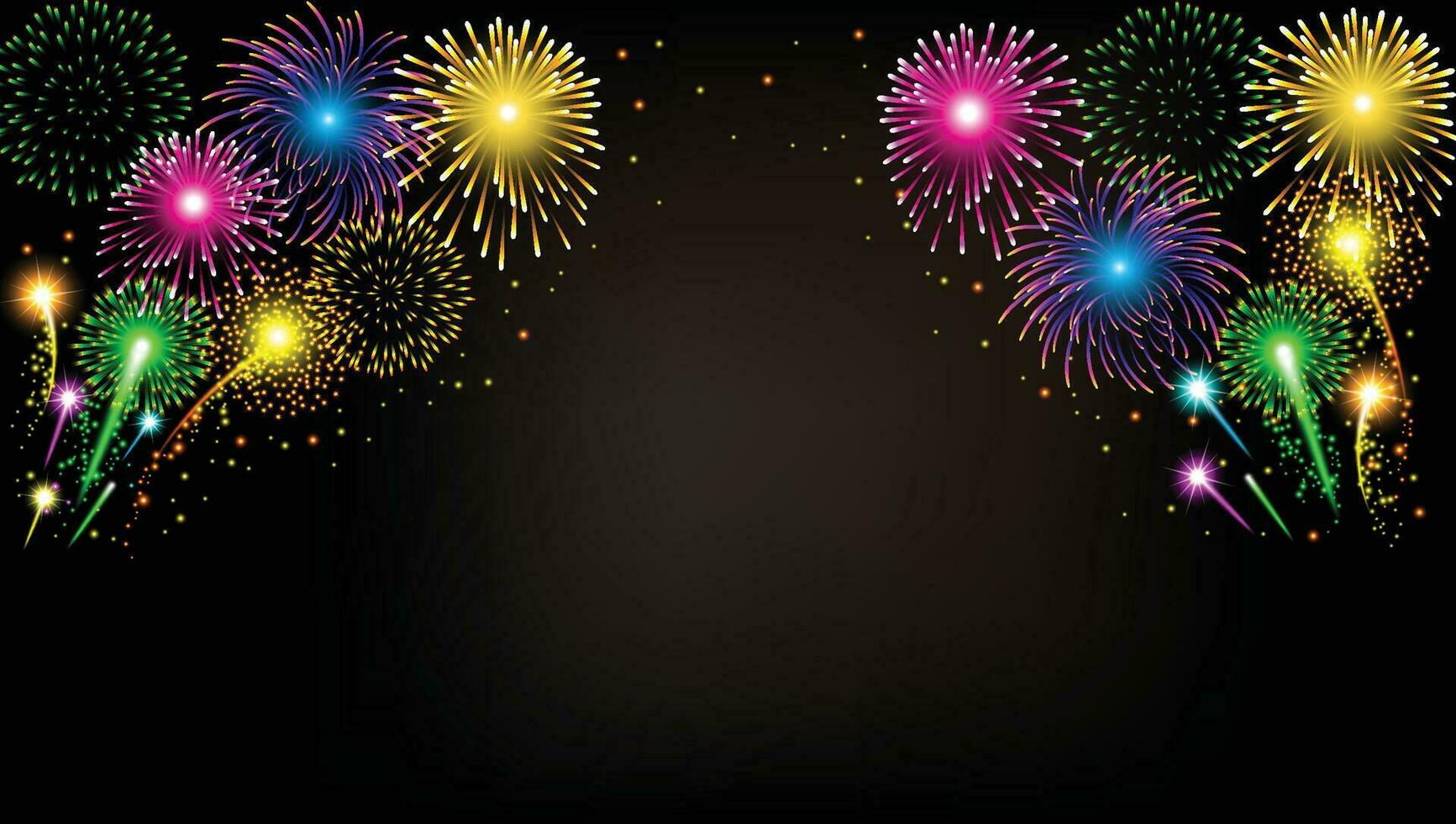 Abstract golden firework on black background for celebration party vector