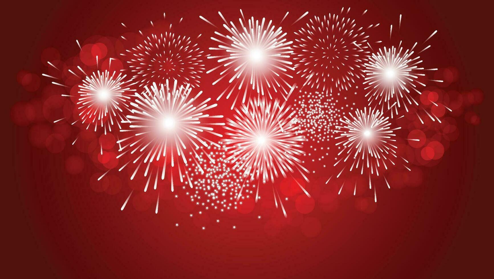 White firework on red background for  Christmas and Happy New Year vector