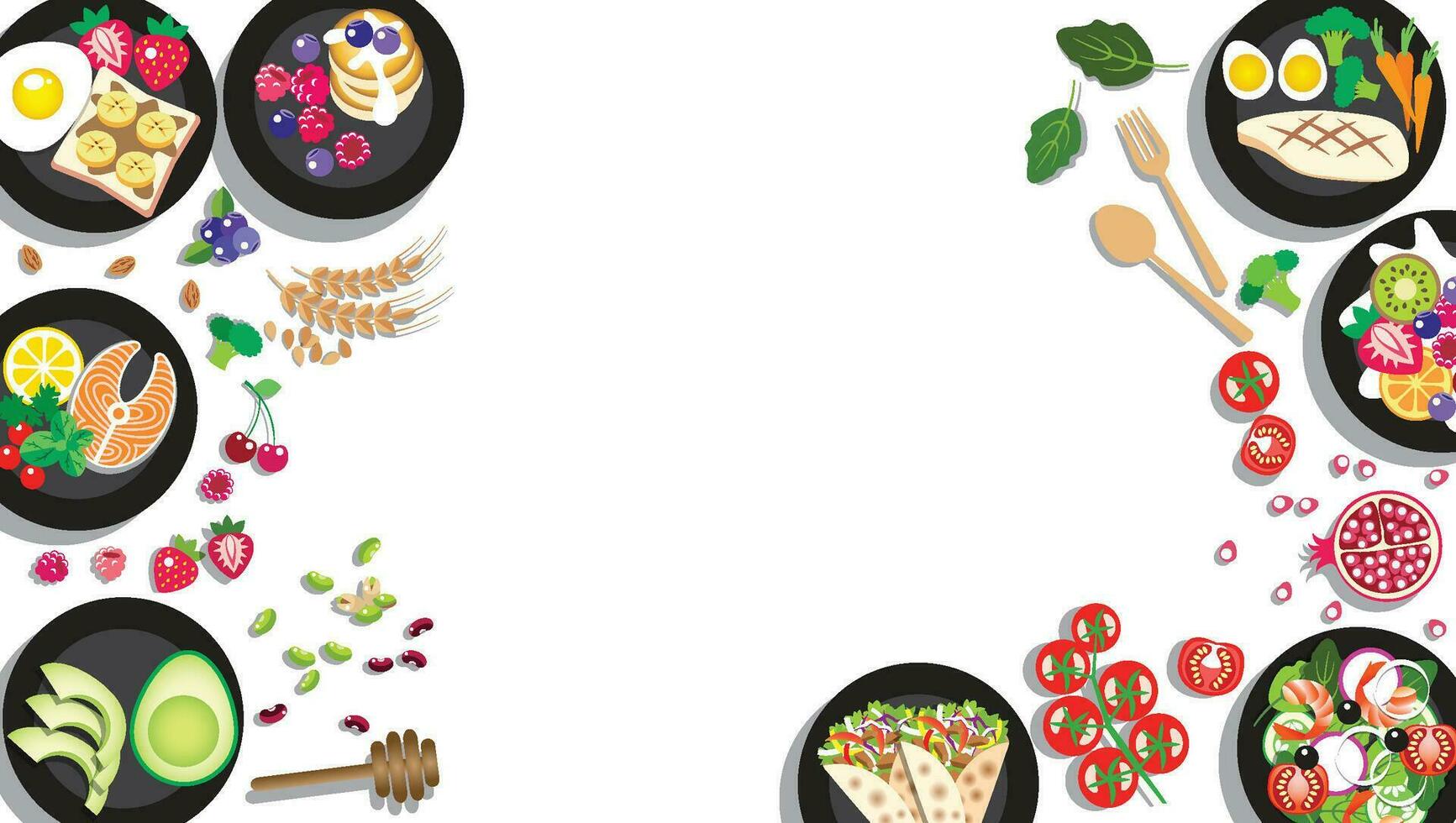 marco de delicioso limpiar comida menú para sano concepto vector