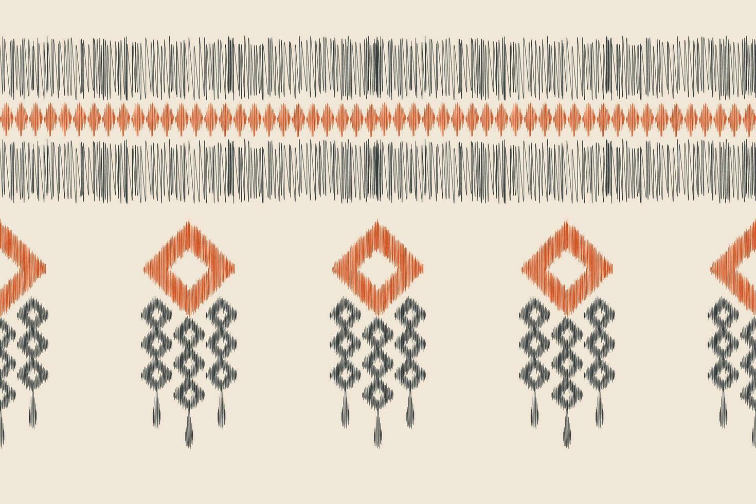Ethnic Ikat fabric pattern geometric style.African Ikat embroidery Ethnic oriental pattern brown cream background. Abstract,vector,illustration.Texture,clothing,frame,decoration,carpet,motif. vector
