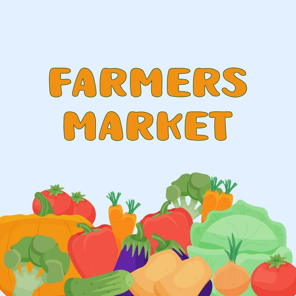 vector banner farmers market. The concept of healthy nutrition, farm ecological products, harvesting. Vector illustration