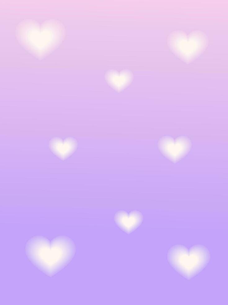 A Valentine's Day poster in the fashionable aesthetic of y2k. Vertical gradient banner with blurred hearts. vector illustration. The concept of Wedding, anniversary, Valentine's day.