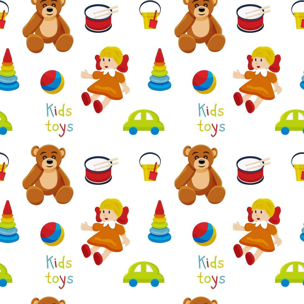 Vector seamless pattern of Various toys for children. the concept 