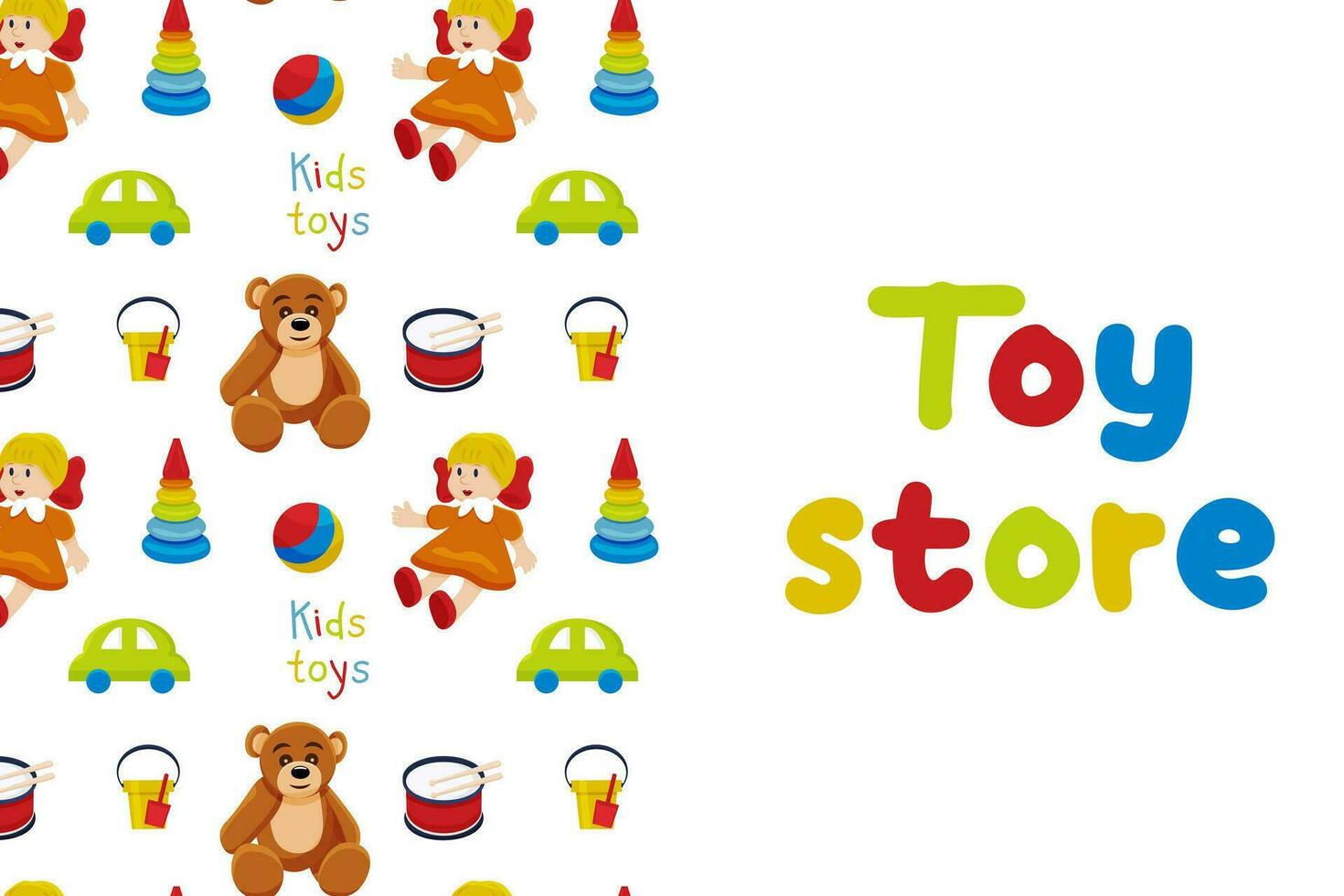 A template banner or flyer for a Toy Store. cartoon vector pattern.