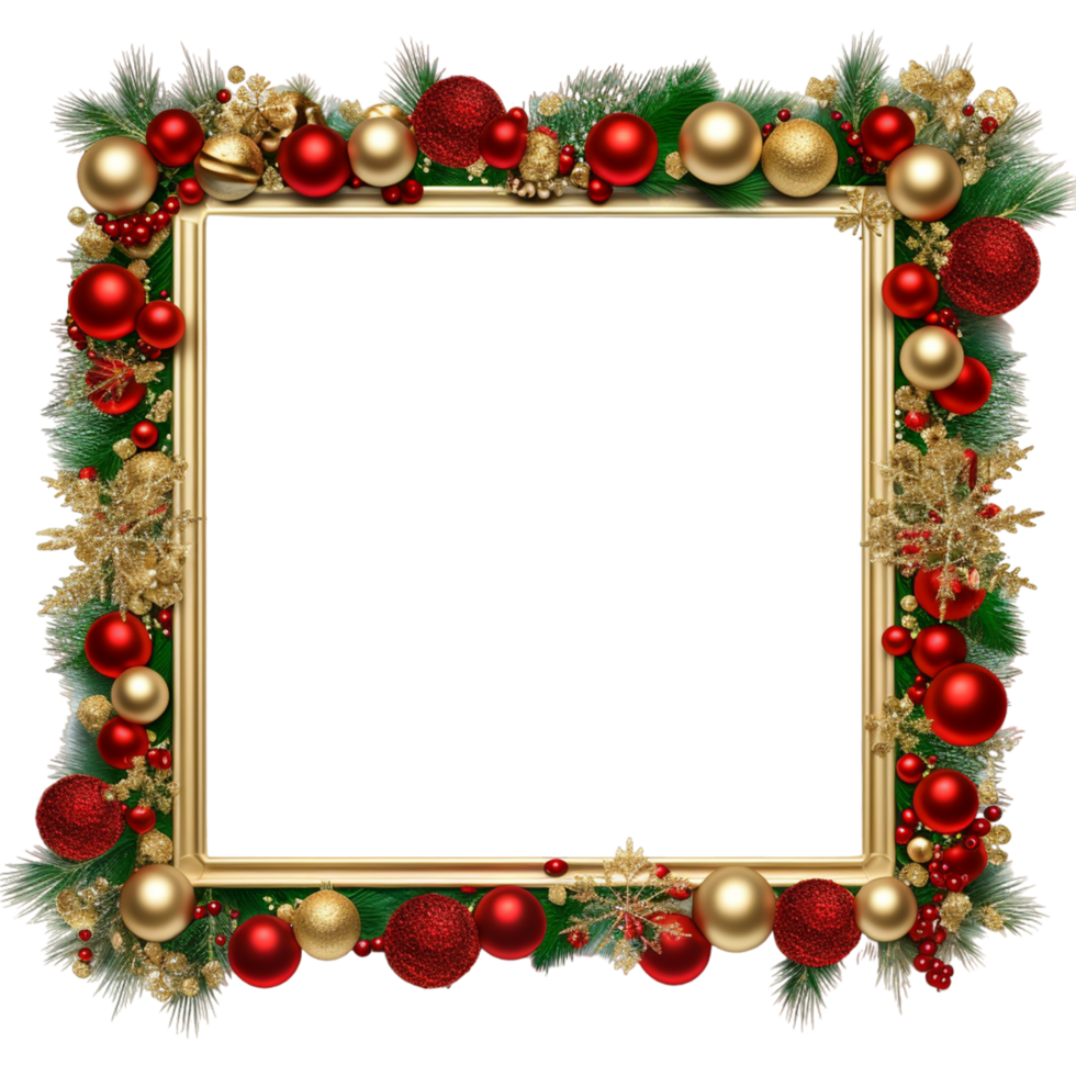 AI generated Decorative christmas garland image frame isolated png