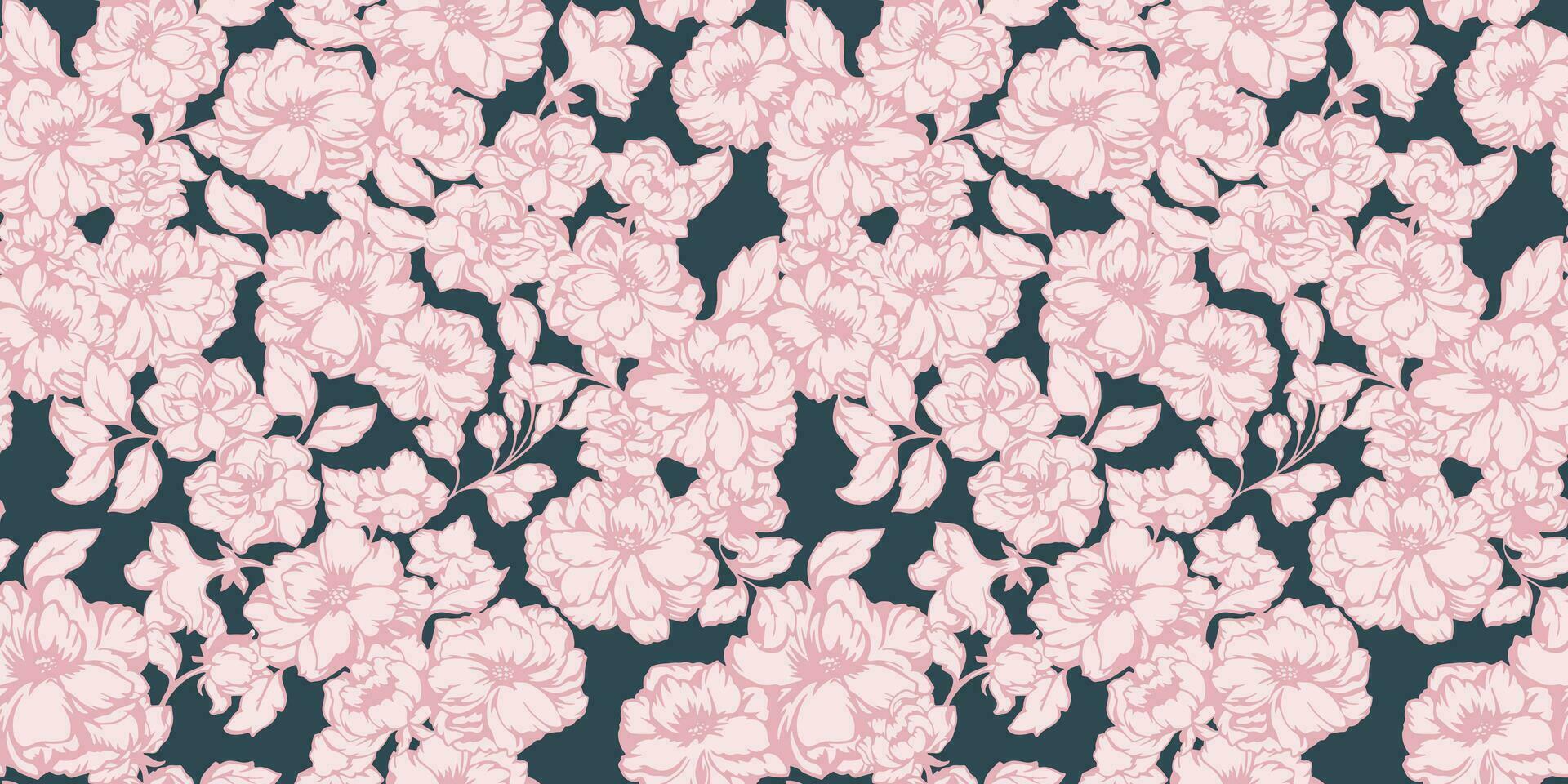 pastel texturizado sencillo floral modelo en un turquesa antecedentes. floreciente primavera o verano prado flores vástago sin costura impresión. vector mano dibujado bosquejo. diseño para moda, tela, fondo de pantalla.