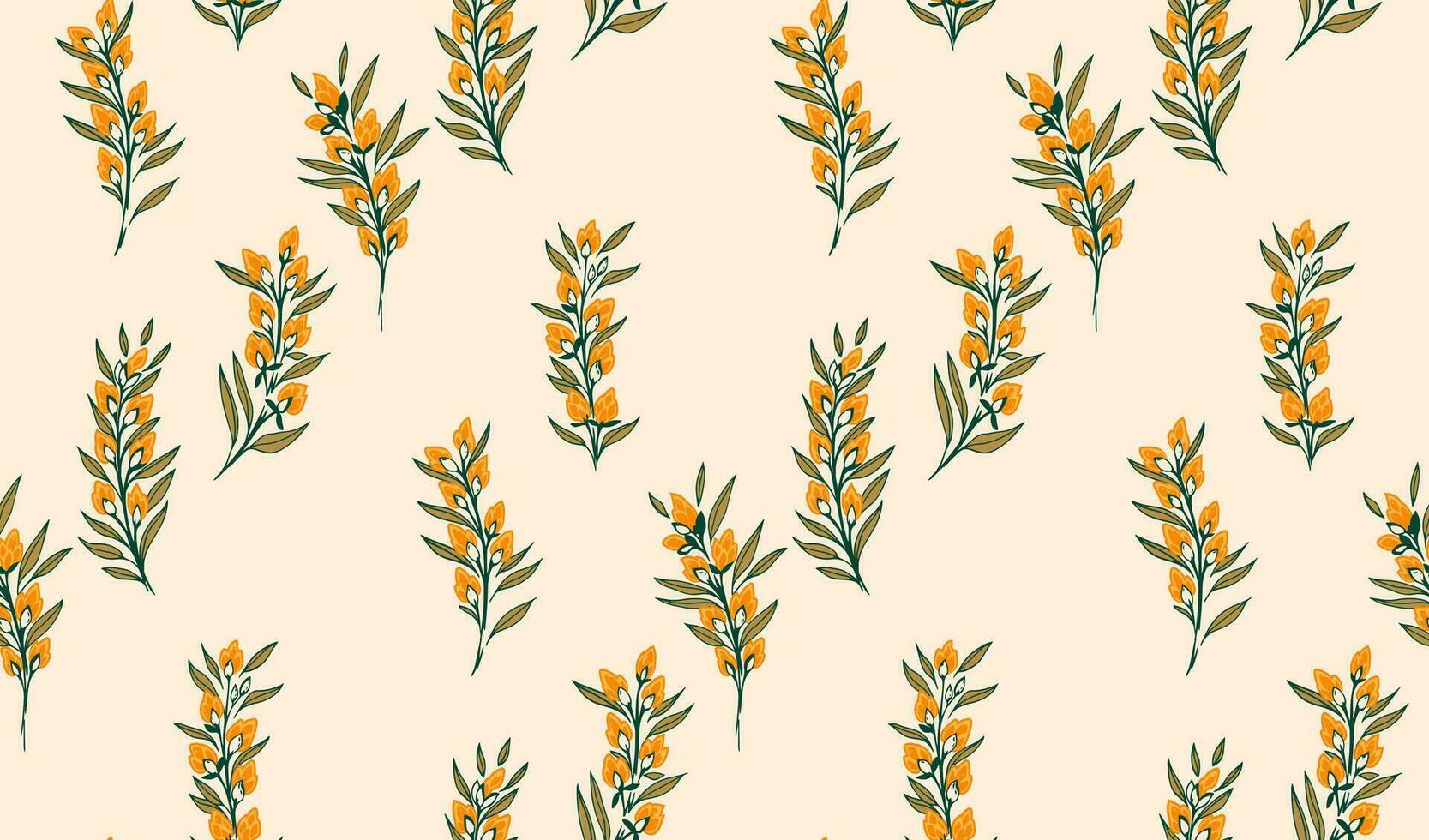 Seamless gentle, minimalistic, abstract pattern with branches leaves and burgeon. Vector hand draw sketch. Template for textile, fashion, print, surface design, fabric