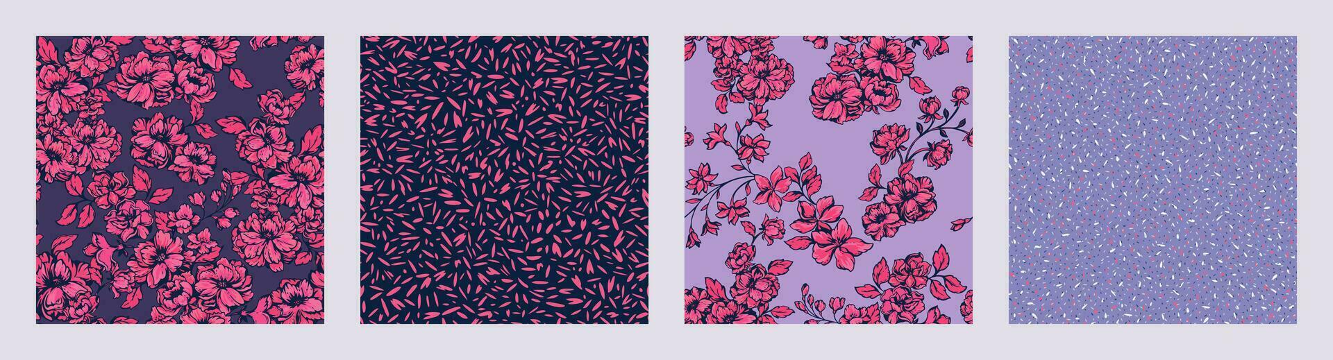 collage de sin costura patrones con vector mano dibujado Arte flores, resumen textura imprimir, lugares, punto. plantillas para diseño, tela, moda, textil