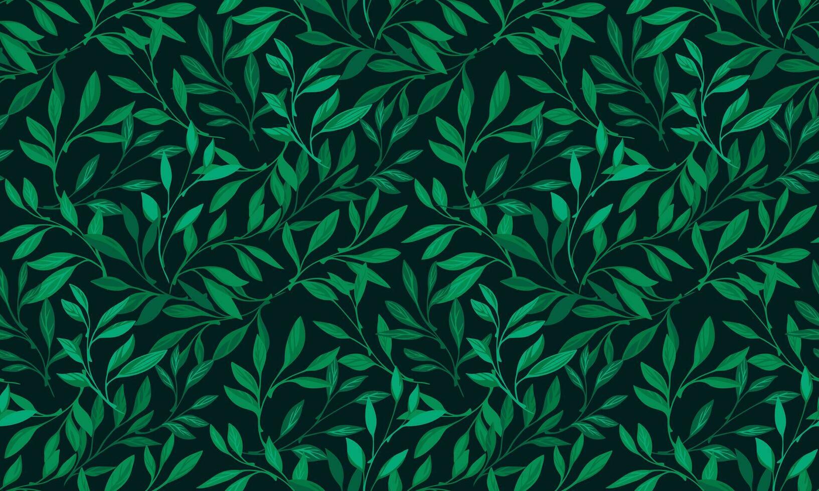 Beautiful, ornate, tiny leaves pattern. Vector hand drawn green branches leaves.  Abstract nature leaf pattern. Template for textile, fashion, print, surface design, paper, cover, fabric