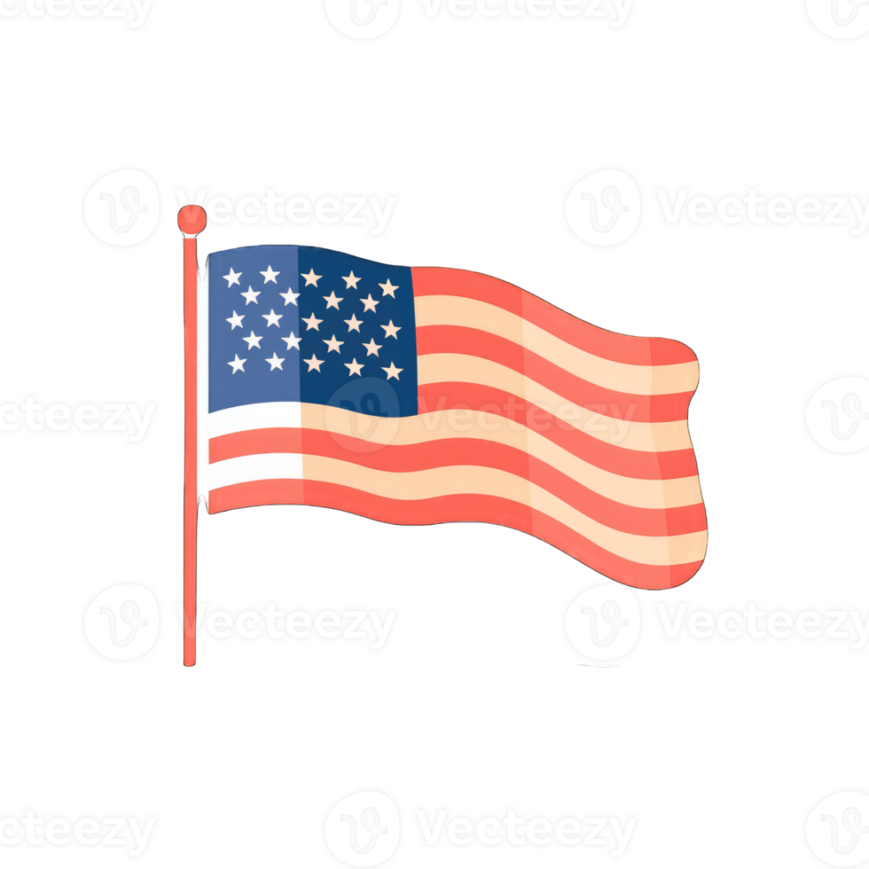 AI generated USA flag isolated on a transparent background png